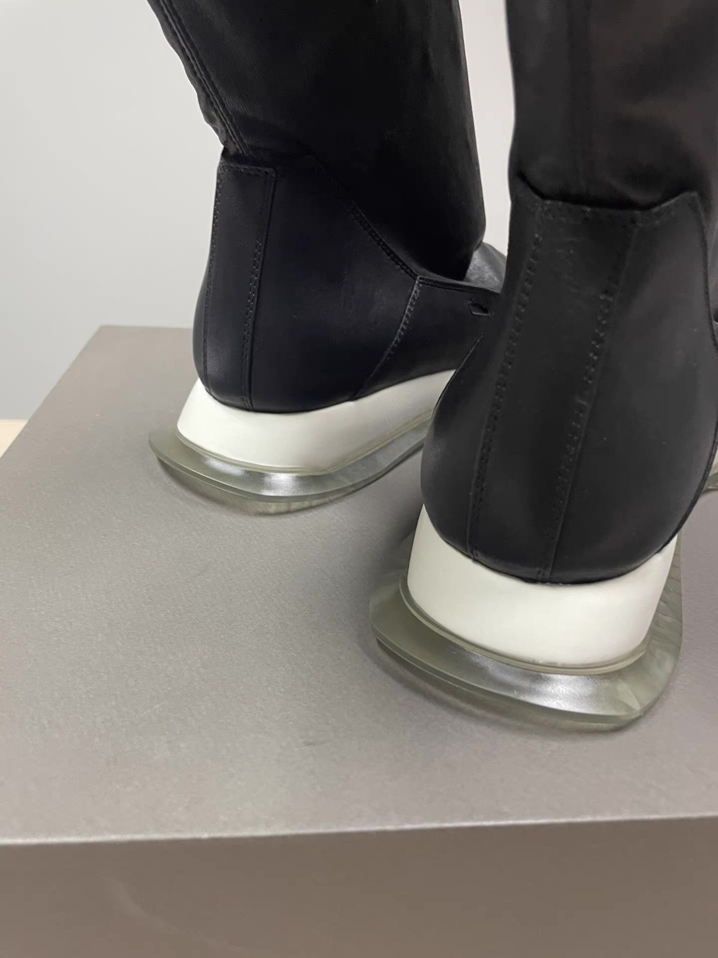 Rick Owens Rick Owens Tank Lambskin High Top Boots with Clear Sole Ｑ21 Size US 7 / EU 40 - 6 Thumbnail