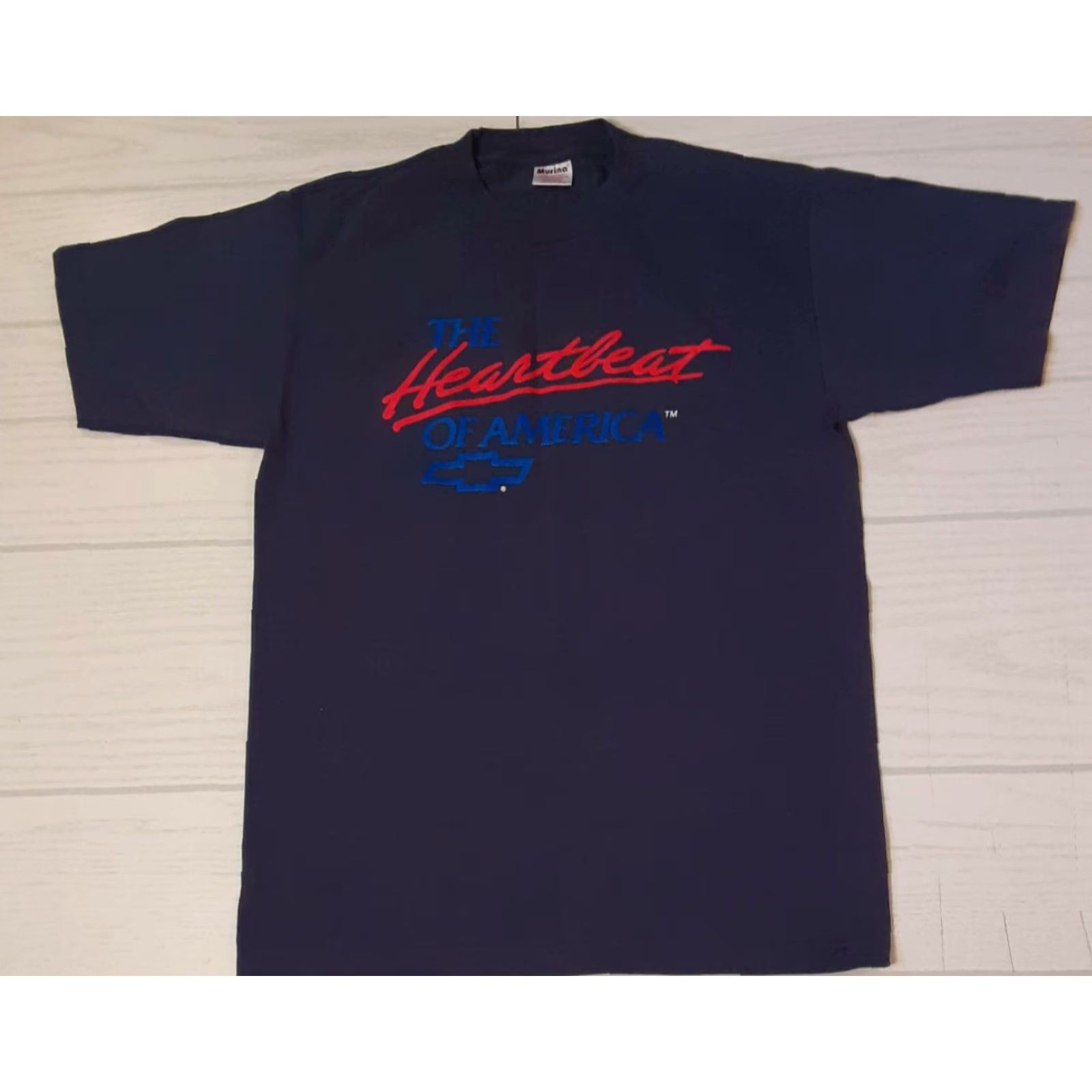 Vintage VINTAGE Heartbeat of America Chevrolet T-Shirt M Murina Blue Cars Men Medium Short Sleeve Size US M / EU 48-50 / 2 - 2 Thumbnail