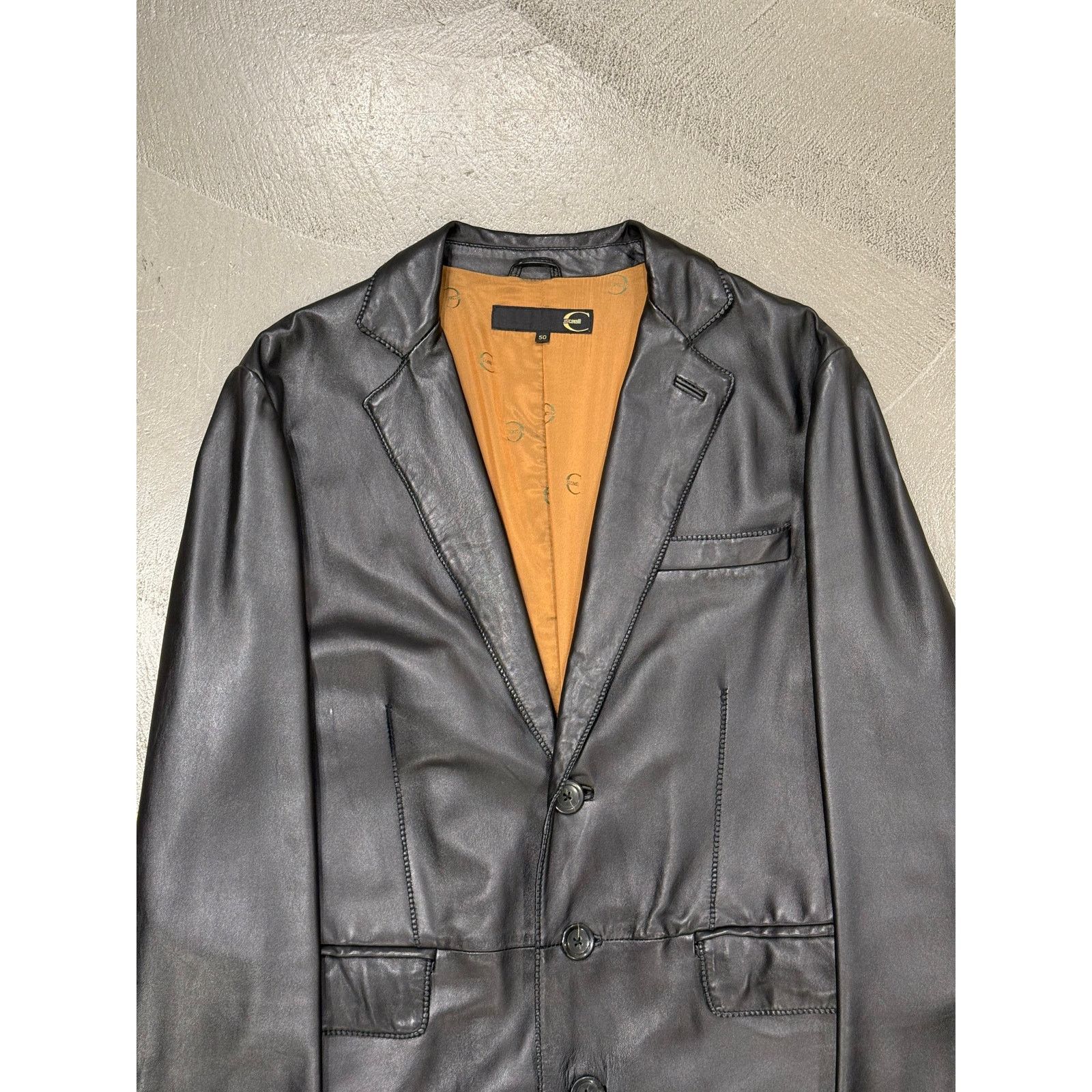 2000s Roberto Cavalli leather coat