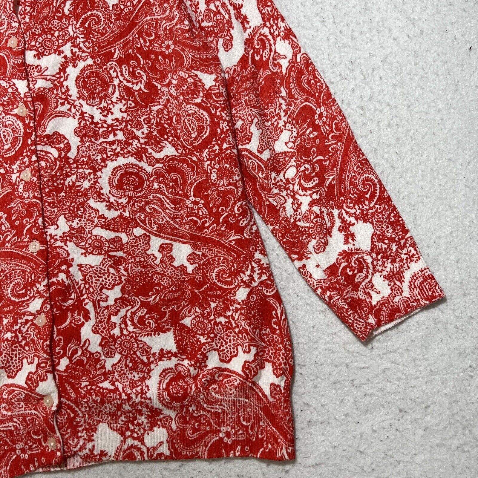 Joe Freshgoods Joe Fresh Button Down Cardigan Paisley 3/4 Sleeve Sweater Size L / US 10 / IT 46 - 4 Thumbnail