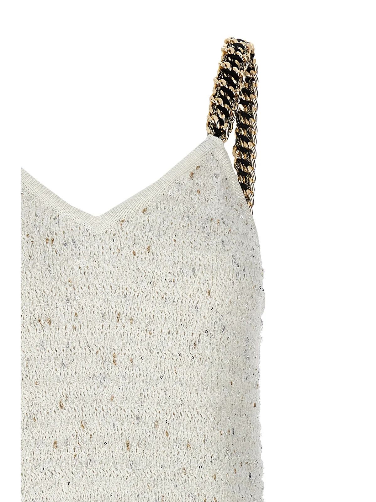 Balmain o1s1wg110825 Strap Lurex Tweed Mini Dress in Off White Size L / US 10 / IT 46 - 3 Thumbnail