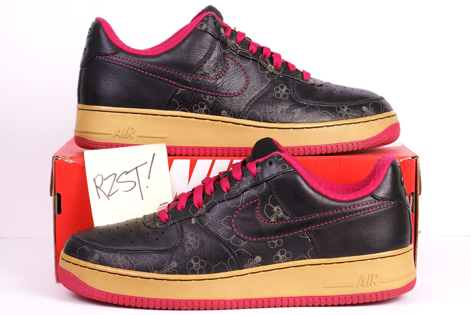 2007 Nike Air Force Premium '07 FLORAL BLACK PINK Cerise