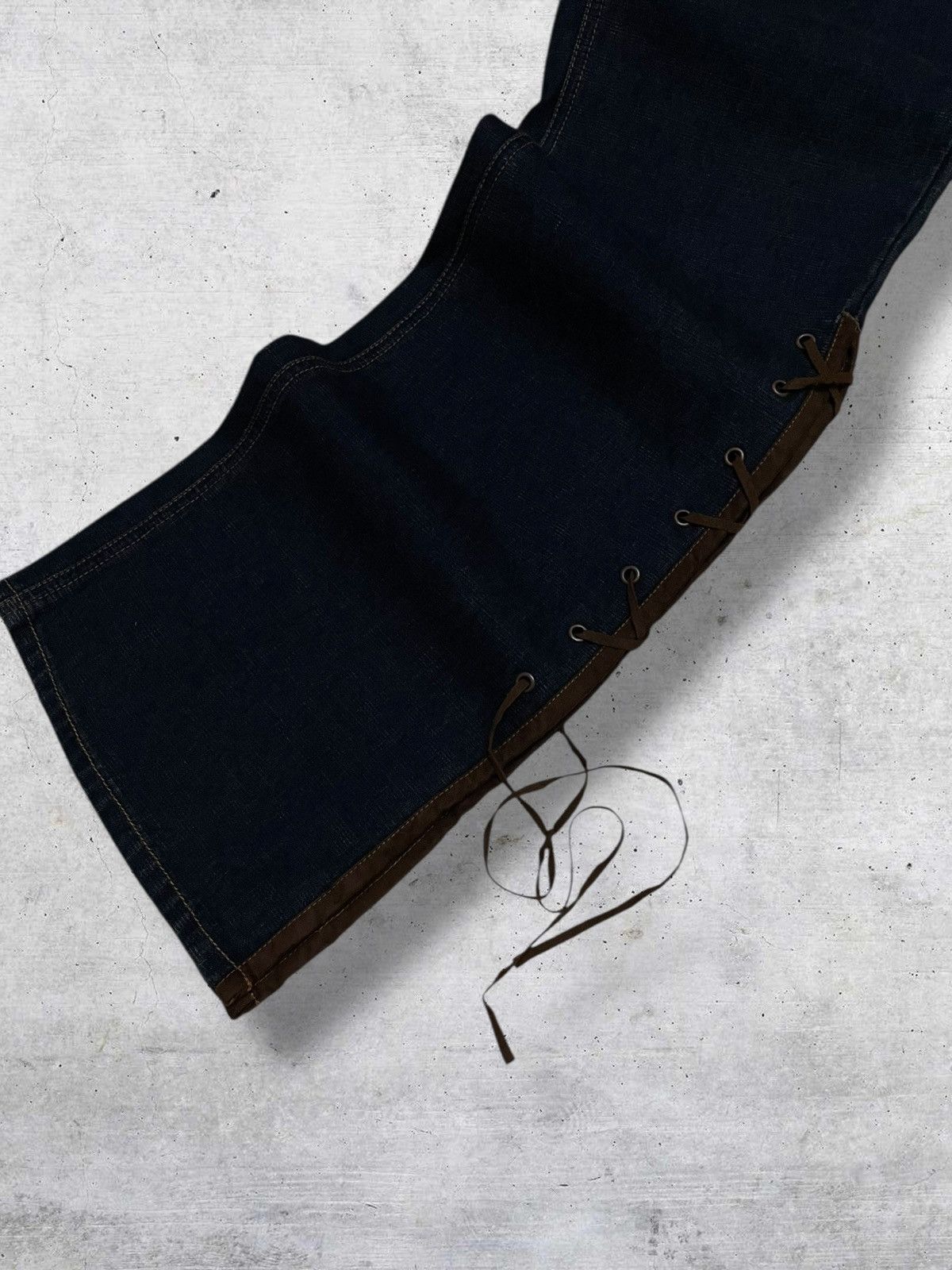 Tornado Mart VINTAGE ROUTE 66 RARE DESIGNER FLARED LACE UP COWBOY DENIM Size US 32 / EU 48 - 7 Thumbnail