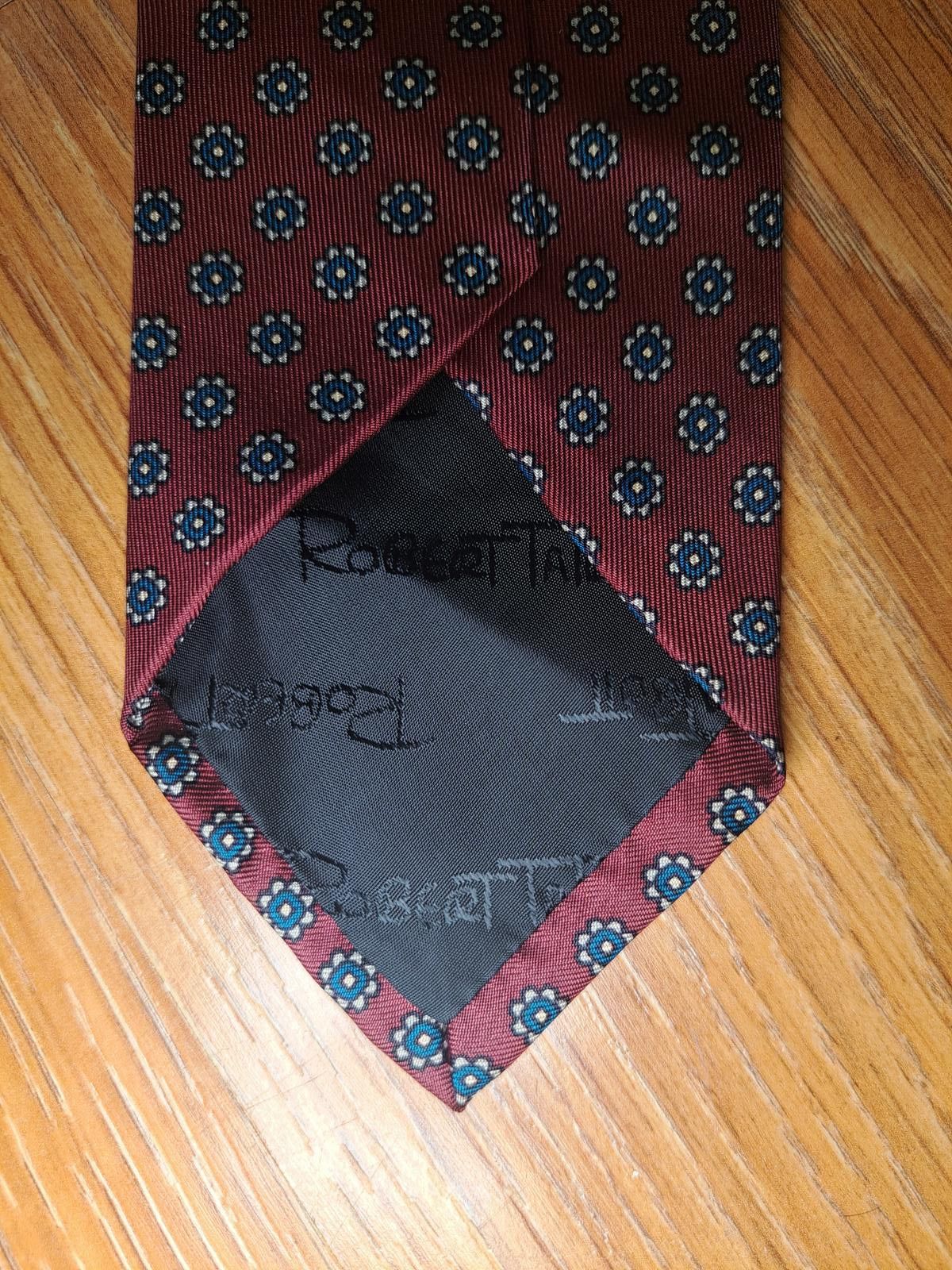 Robert Talbott VINTAGE Robert Talbott Silk Tie Burgundy Floral Handmade Size ONE SIZE - 5 Thumbnail