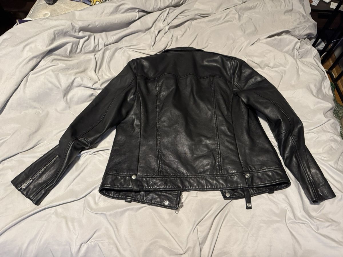 Allsaints Milo Asymmetric Zip Leather Biker Jacket Size US XXL / EU 58 / 5 - 2 Thumbnail