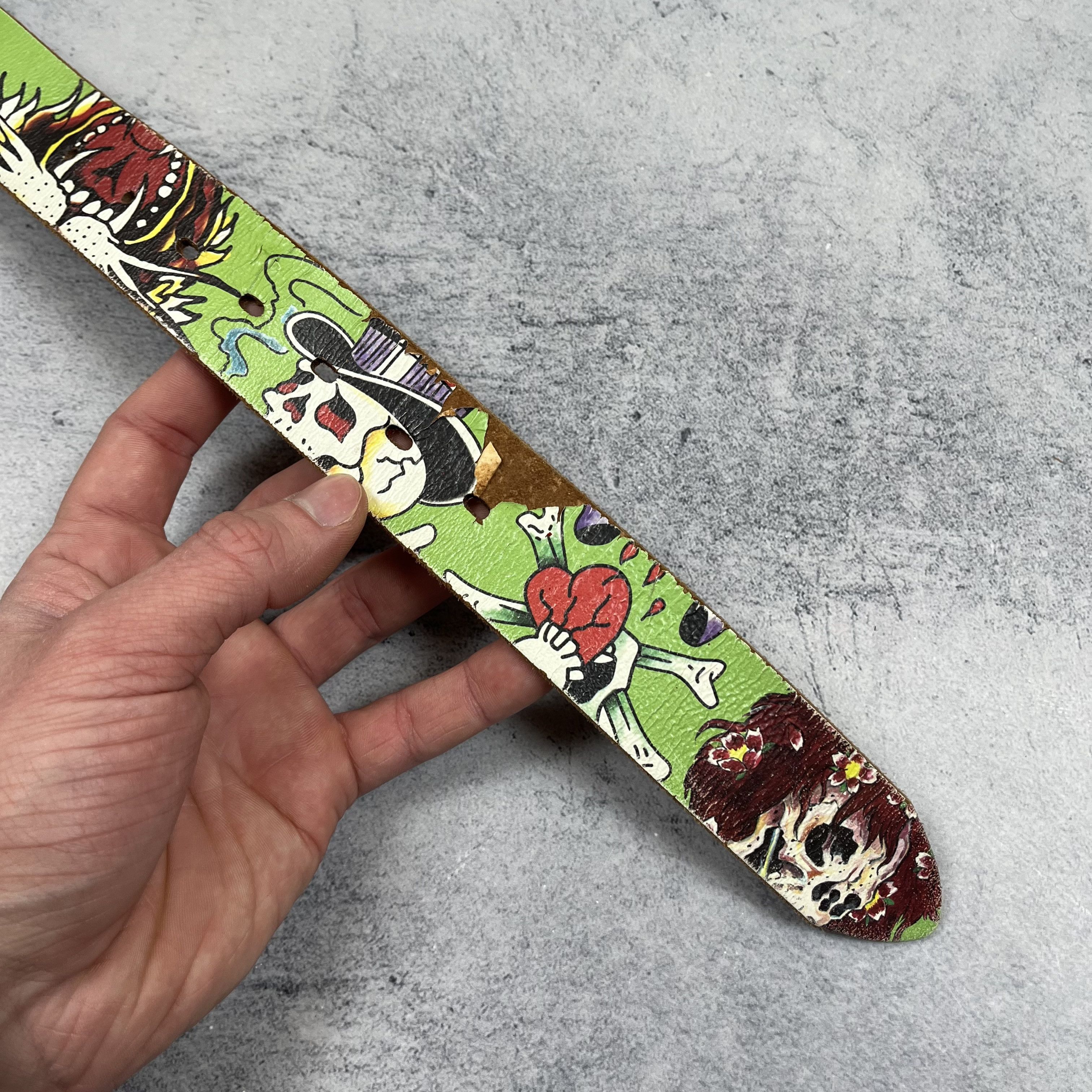 Ed Hardy Vintage Ed Hardy Y2K Skulls Tattoo Leather Belt 2000’s Size ONE SIZE - 6 Thumbnail