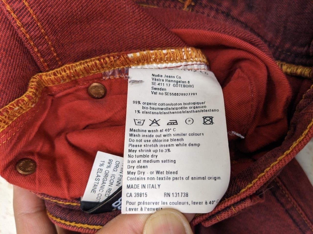 Nudie Jeans Nudie Jeans Thin Finn Organic Icon Red Denim Size US 30 / EU 46 - 11 Thumbnail
