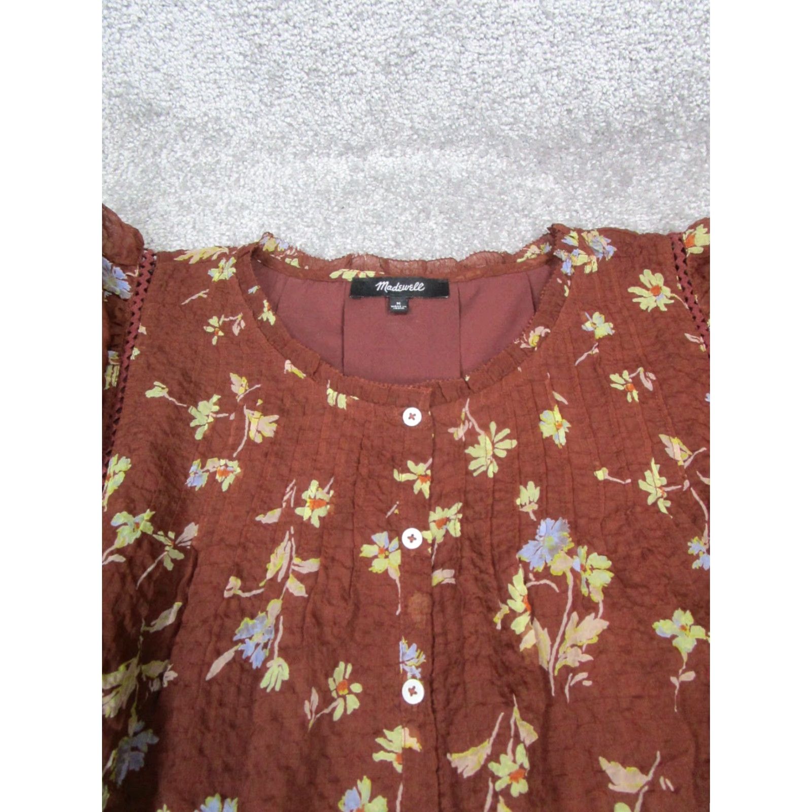 Madewell Madewell Dress Womens Medium Brown Yellow Floral Blouson Size M / US 6-8 / IT 42-44 - 2 Thumbnail
