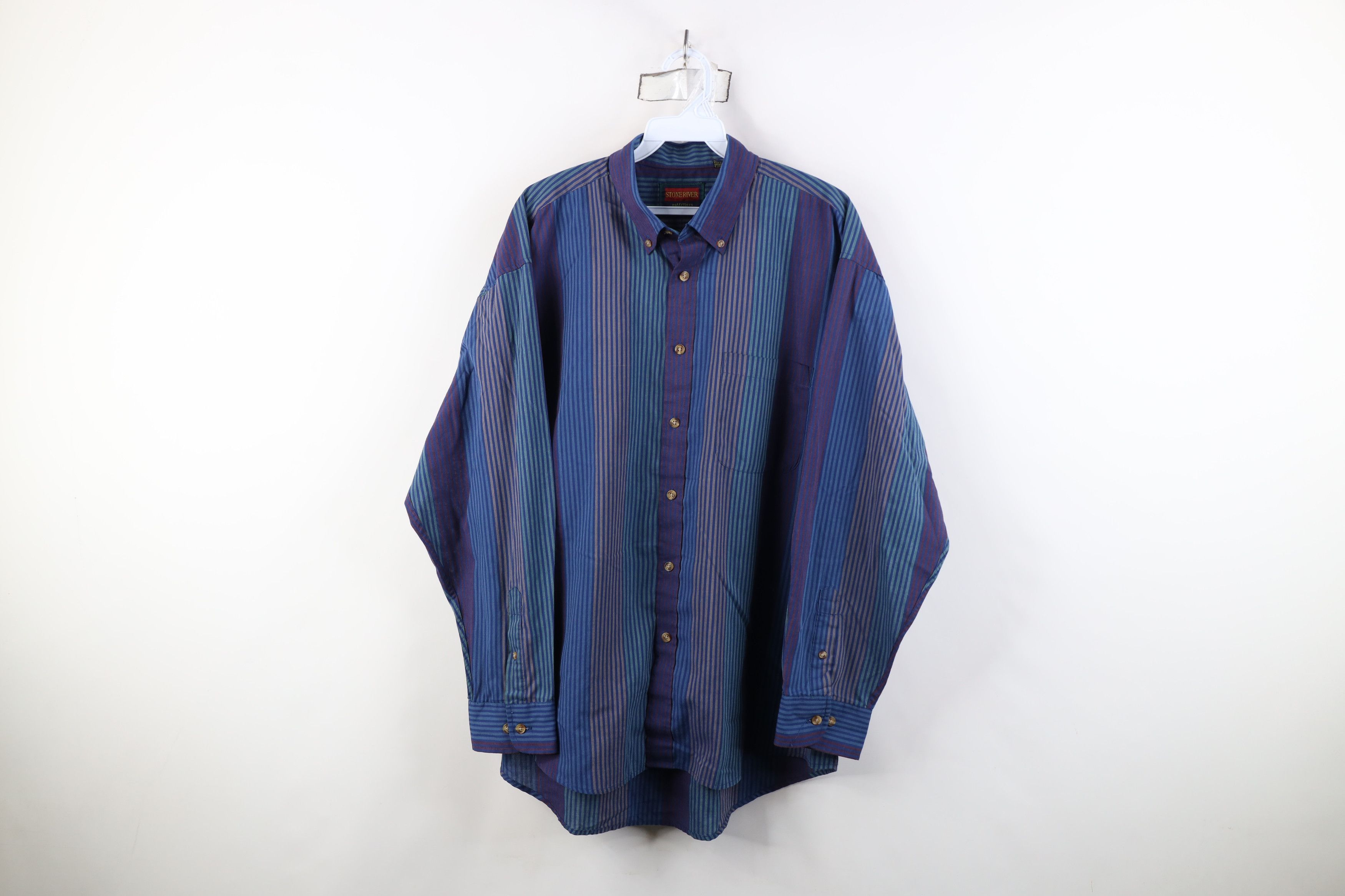 Vintage Vintage 90s Streetwear Block Collared Button Down Shirt Size US L / EU 52-54 / 3 - 1 Thumbnail