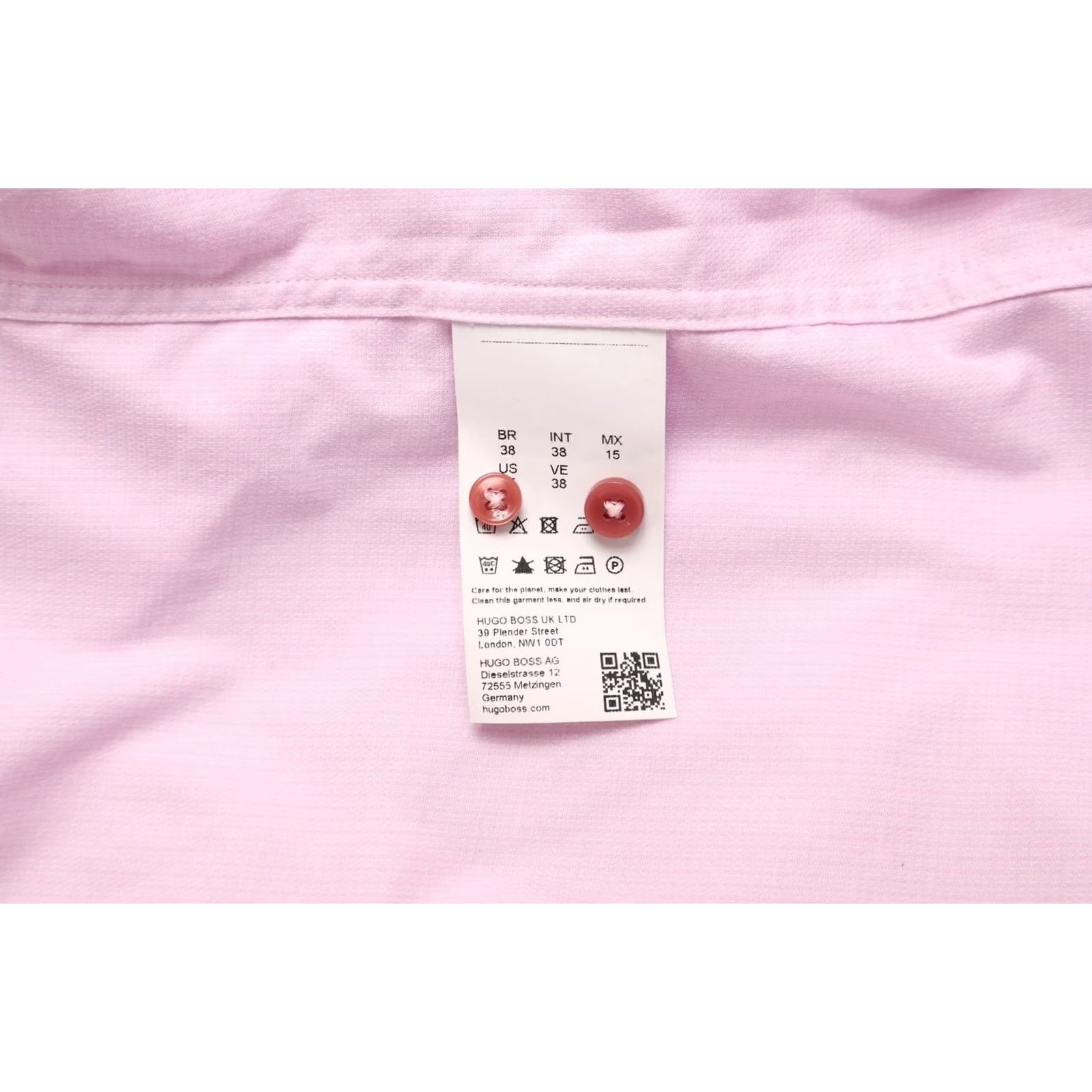 Hugo Boss HUGO BOSS Dress Shirt Men Slim Fit Pink Shirt Small Long Sleeve Formal Easy Iron H-Hank-kent-C3-214 Size 36R - 7 Thumbnail