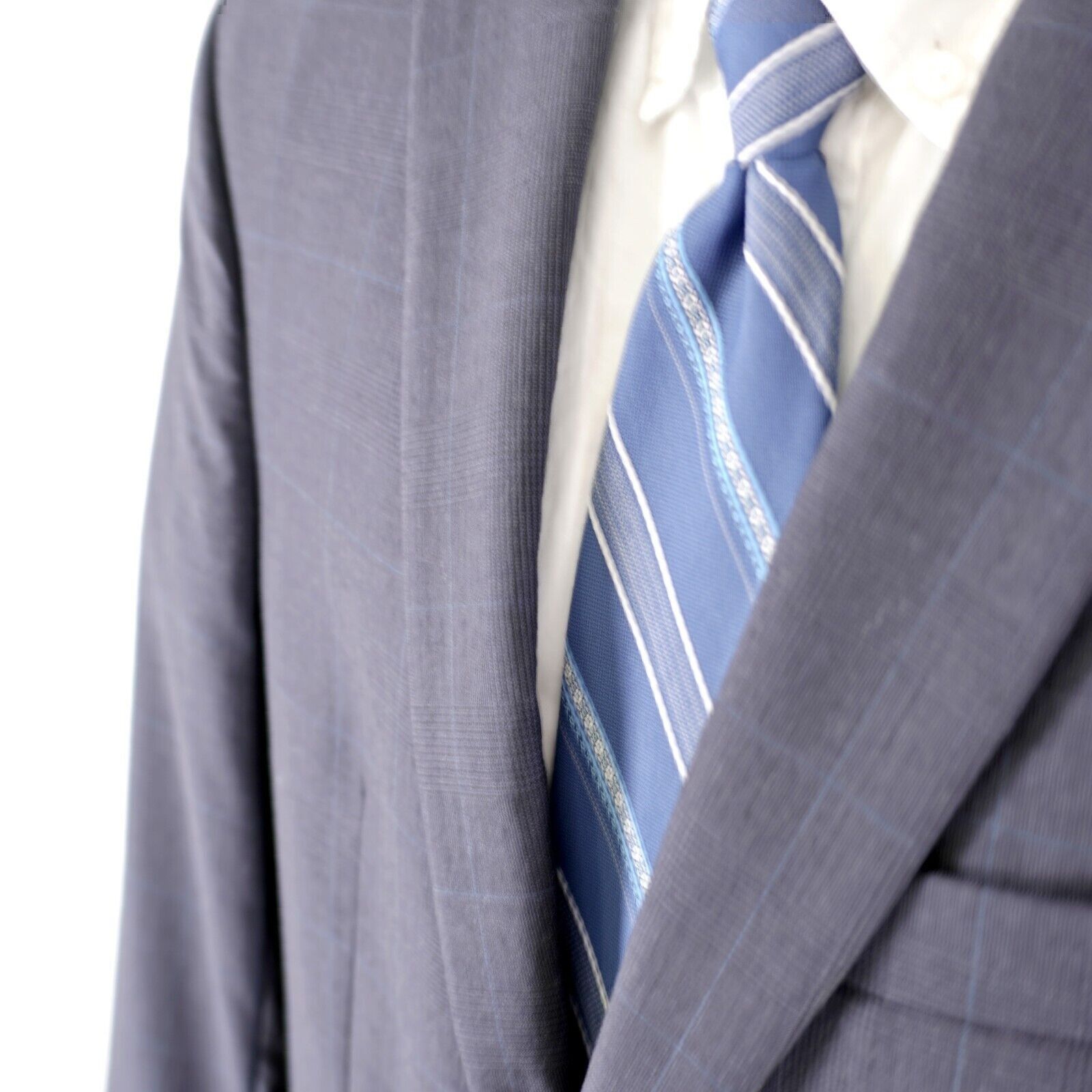 Jos. A. Bank Joseph Jos A Bank Wool Blue Gray Plaid Windowpane 2 Button S Size 38R - 3 Thumbnail