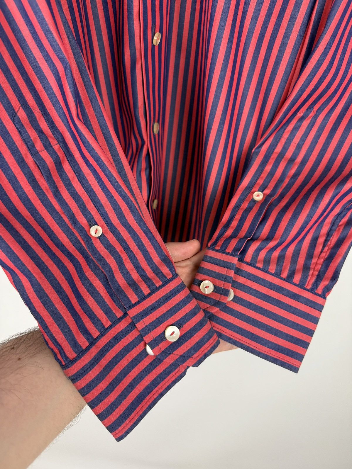 Eton Eton Contemporary Navy Red Stripe Formal Button Down Shirt M Size US M / EU 48-50 / 2 - 4 Thumbnail