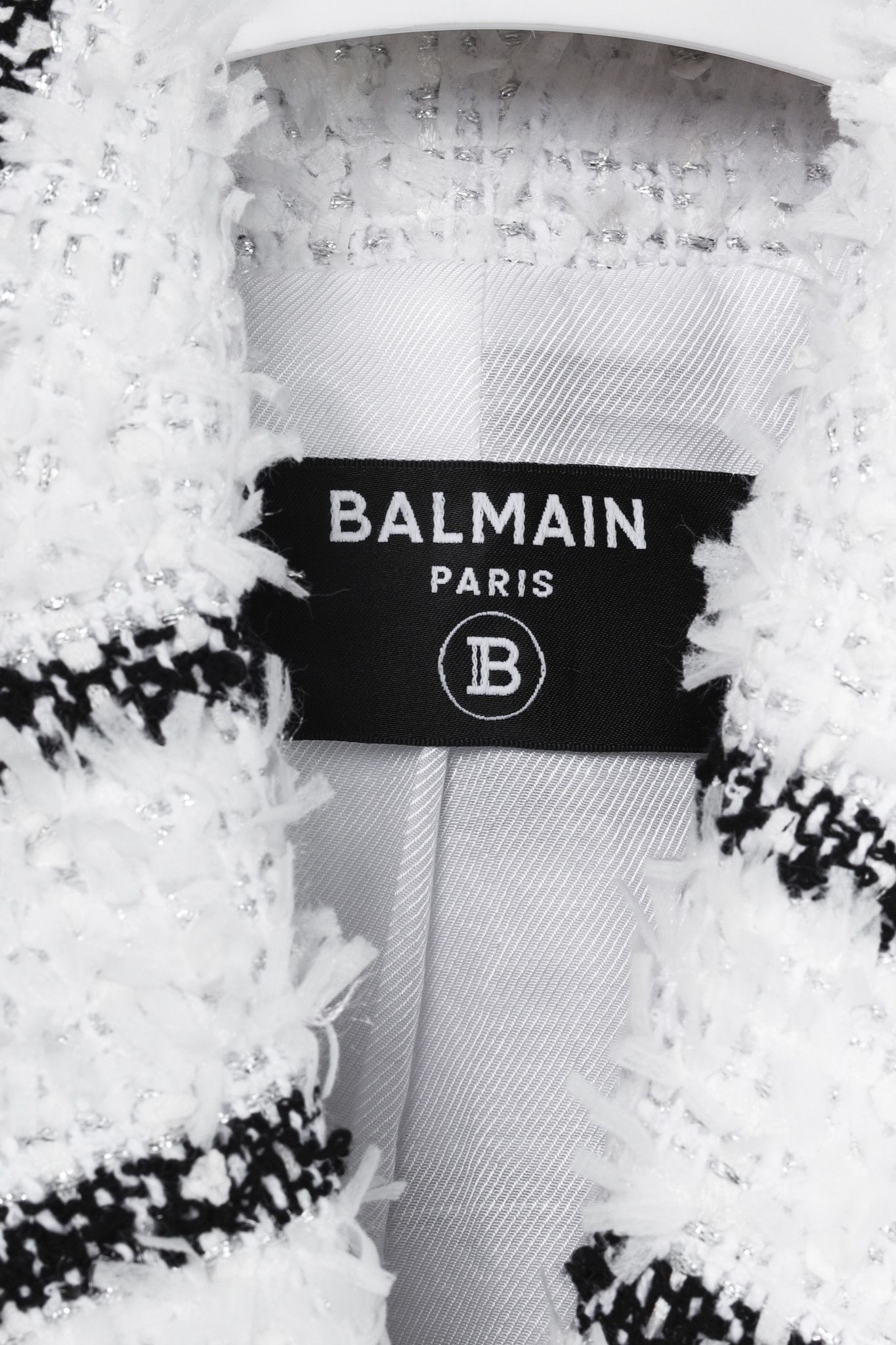Balmain Balmain Black White Silver Bouclé Striped Tweed Blazer Size XS / US 0-2 / IT 36-38 - 4 Thumbnail