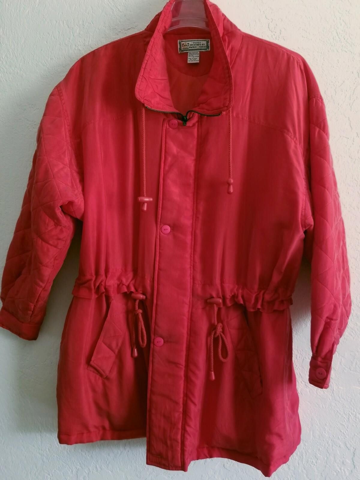 Paolo Gucci Vtg Gucci Silk Jacket Womens Oversized 1980s Collectible Red Size L / US 10 / IT 46 - 1 Thumbnail