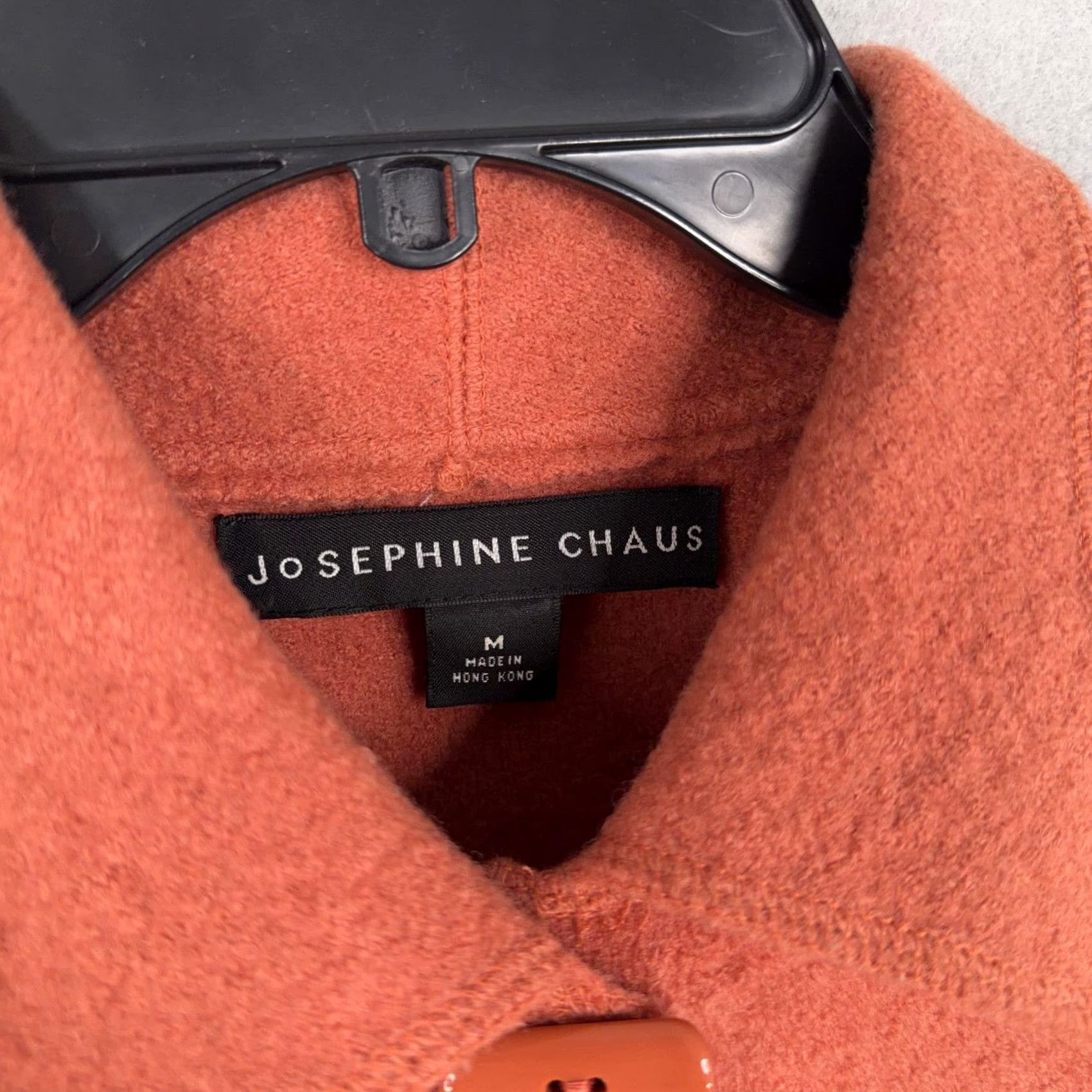 Vintage VINTAGE Josephine Chaus Jacket Womens Medium Rust Boiled Wool Button 90s Orange Wool Coat Size M / US 6-8 / IT 42-44 - 6 Thumbnail