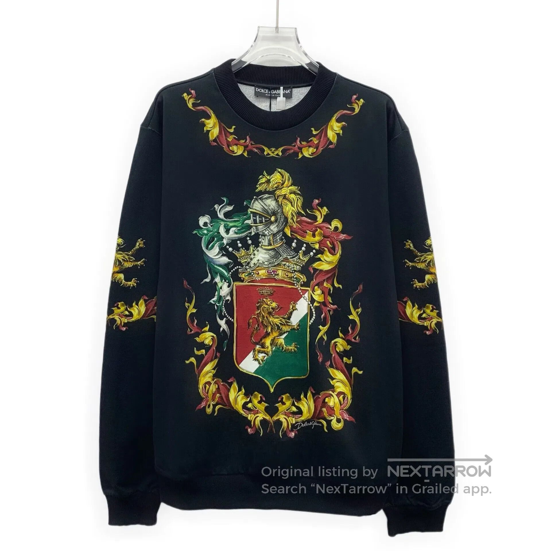 Dolce & Gabbana Dolce Gabbana Black Knight Court Print Cotton Round Neck L Size US L / EU 52-54 / 3 - 1 Thumbnail