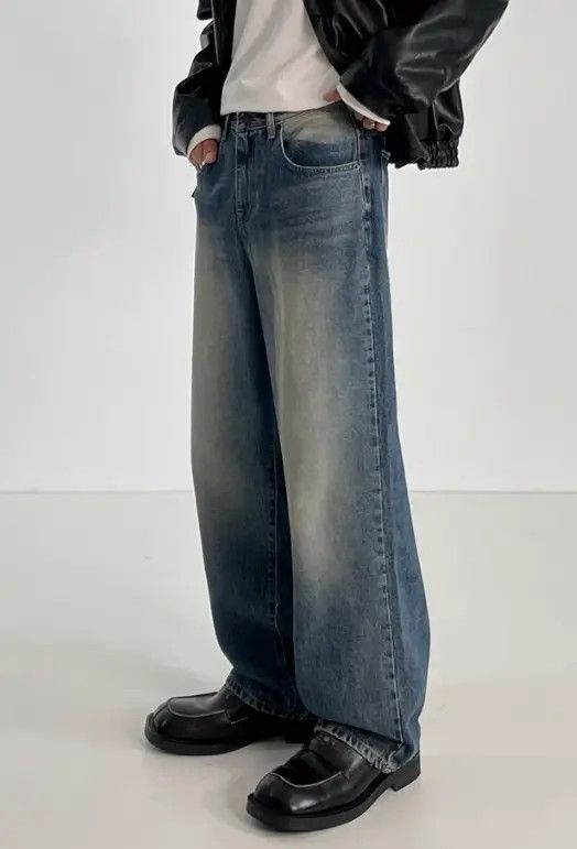 Japanese Brand Loose trendy straight-leg vintage washed distressed jeans Size US 32 / EU 48 - 4 Thumbnail