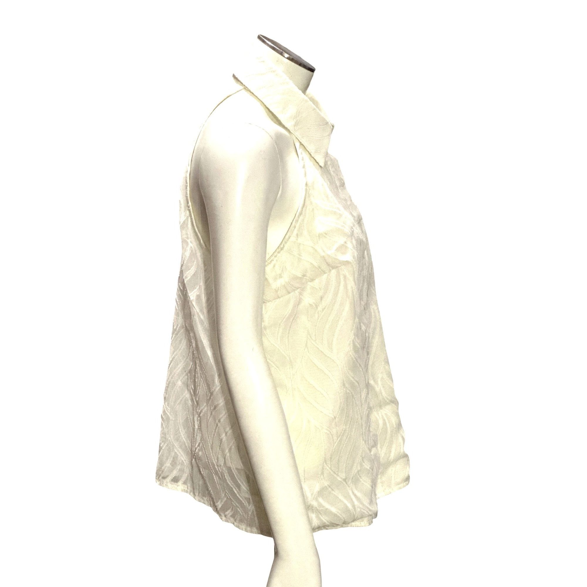 Other CCC Sheer Beige White Sleeveless Halter Blouse Leaf Pattern Size M / US 6-8 / IT 42-44 - 4 Thumbnail