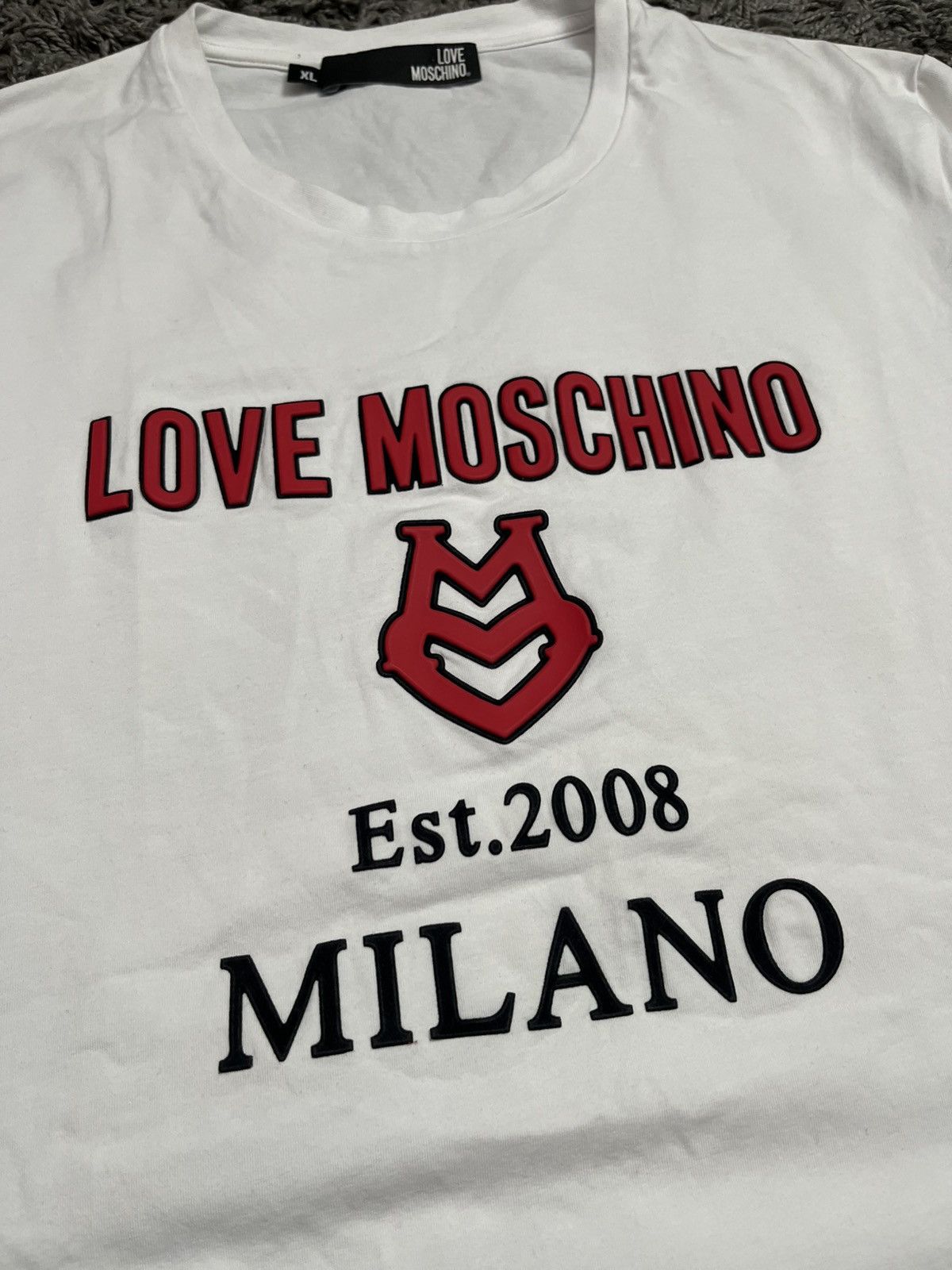 Moschino Love Moschino Est. 2008 Milano Graphic Tee White Size US XL / EU 56 / 4 - 3 Thumbnail