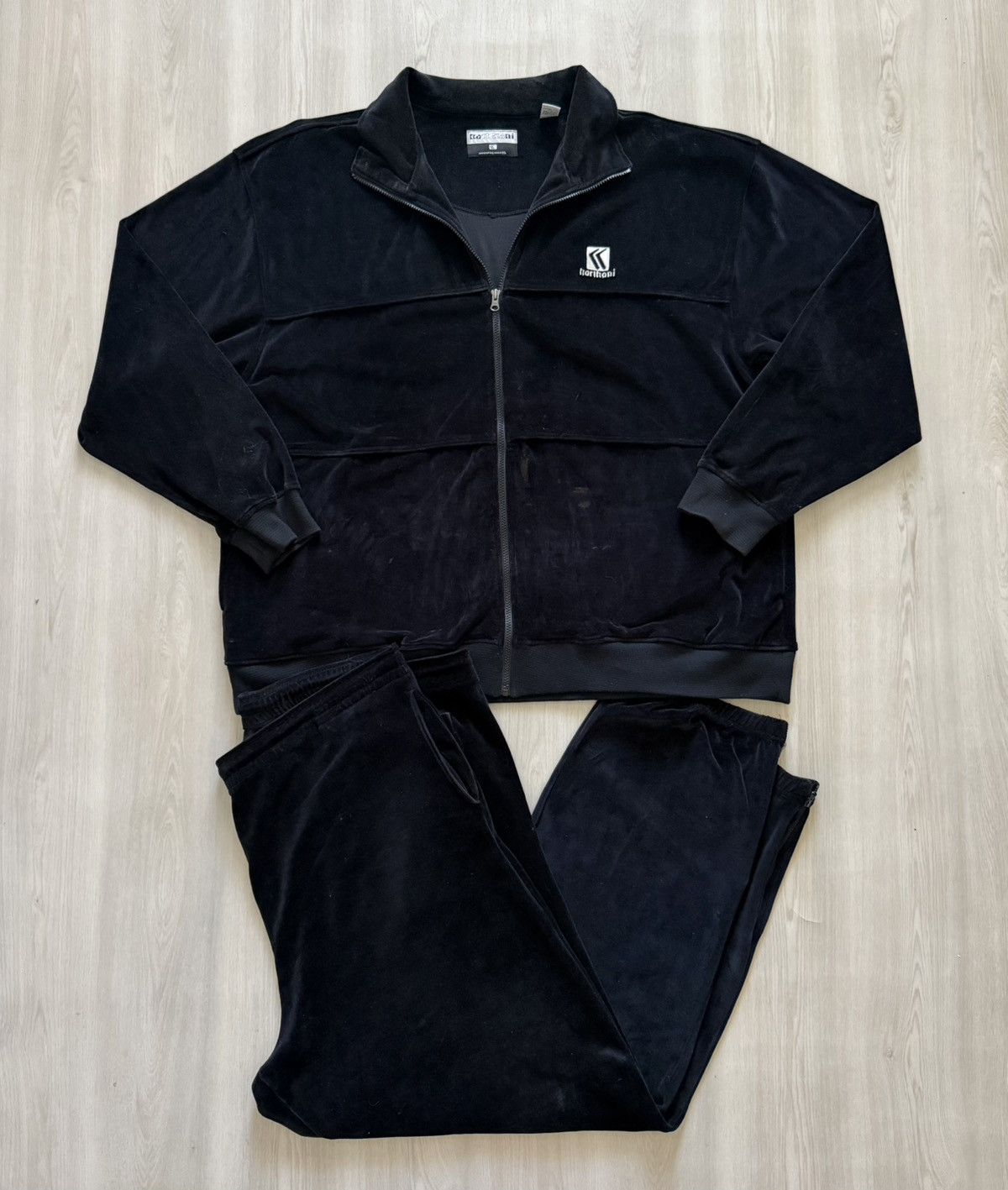 Vintage Karl Kani Velour Tracksuit Set Sz 2XL Black *Flaws