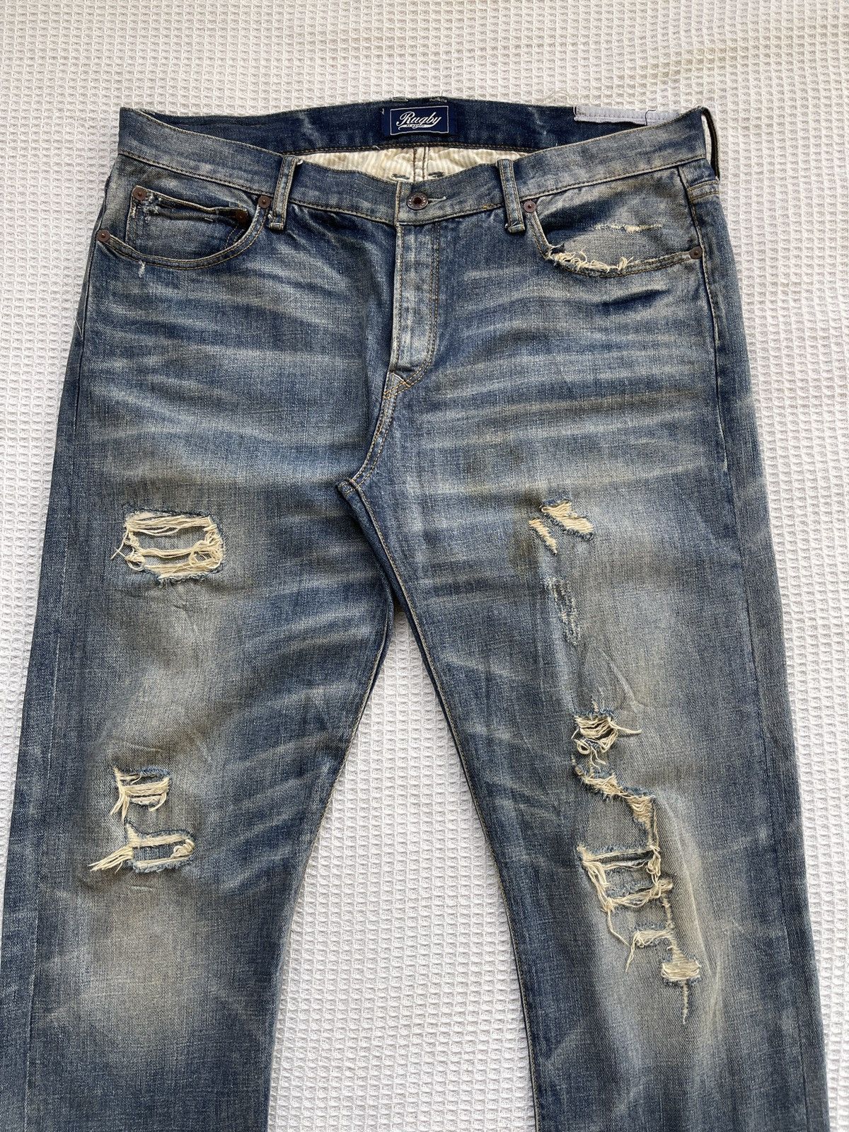 Last Drop🔥Rare🔥POLO RALPH LAUREN RUGBY Distressed Denim