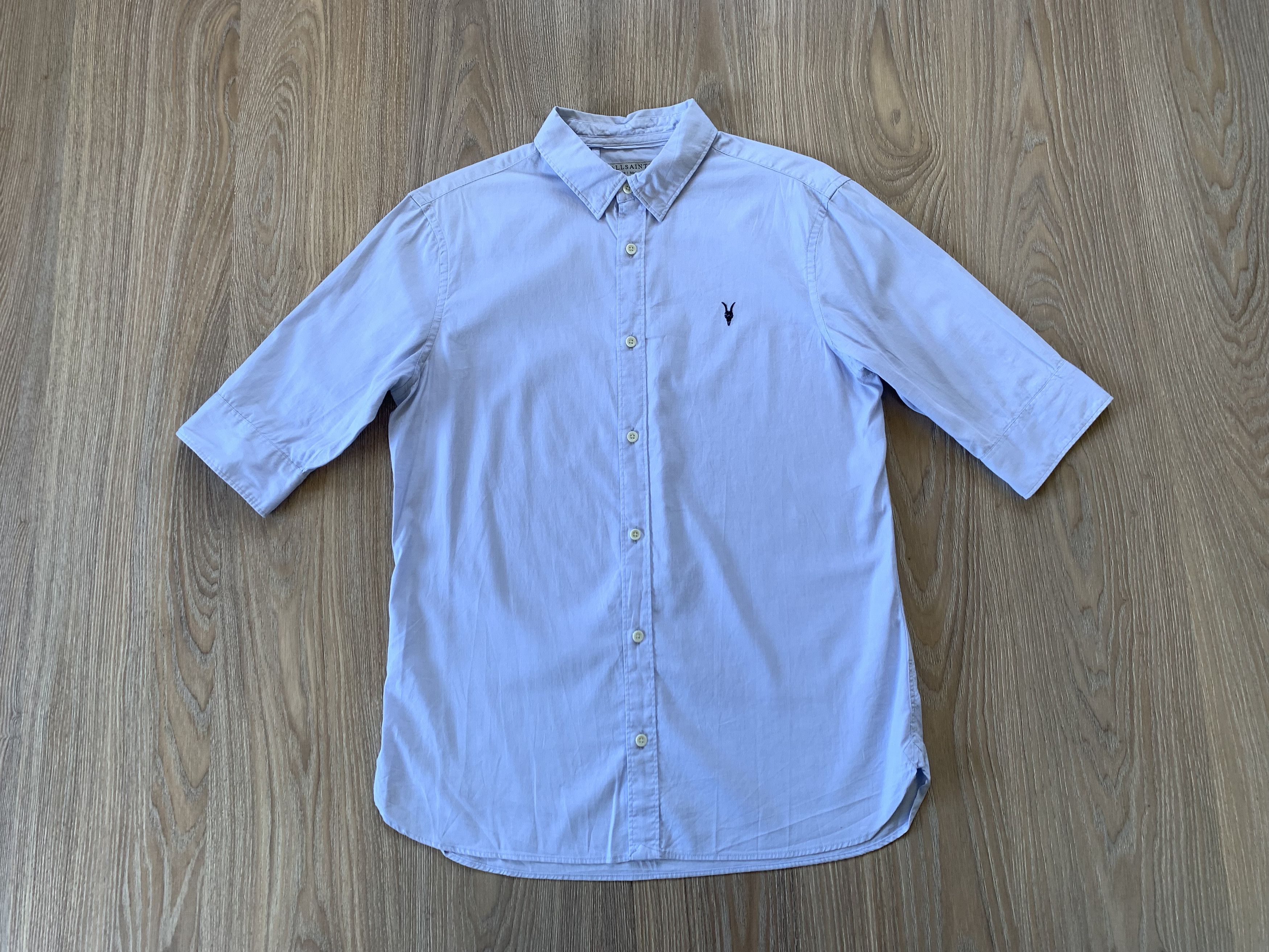 Allsaints Allsaints Womens Cotton Light Blue Short Sleeve Shirt 3/4 Size M / US 6-8 / IT 42-44 - 2 Thumbnail