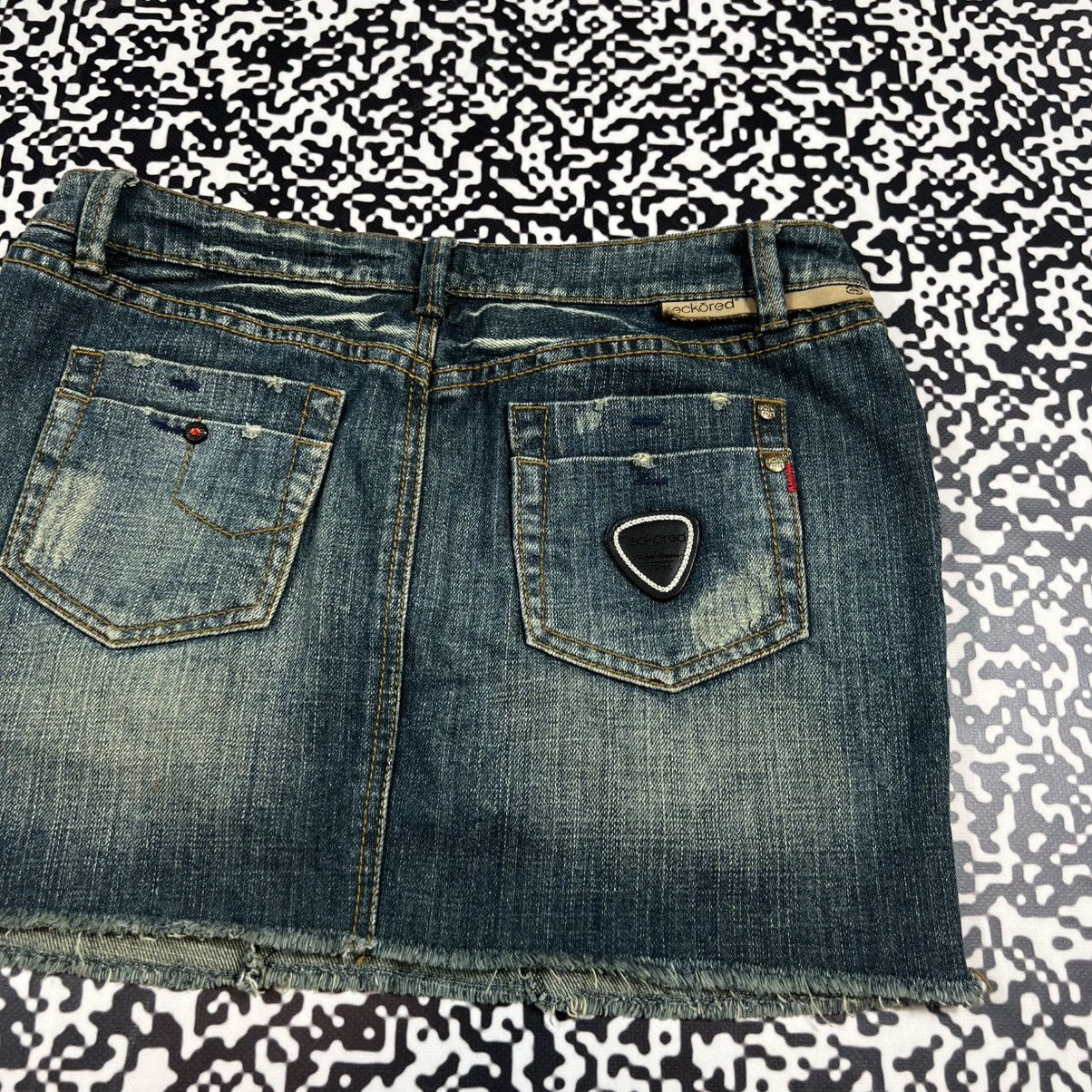 Ecko Unltd. Vintage Y2K Ecko Red Unlimeted Chain Logo Denim Mini Skirt Size 28" / US 6 / IT 42 - 13 Thumbnail