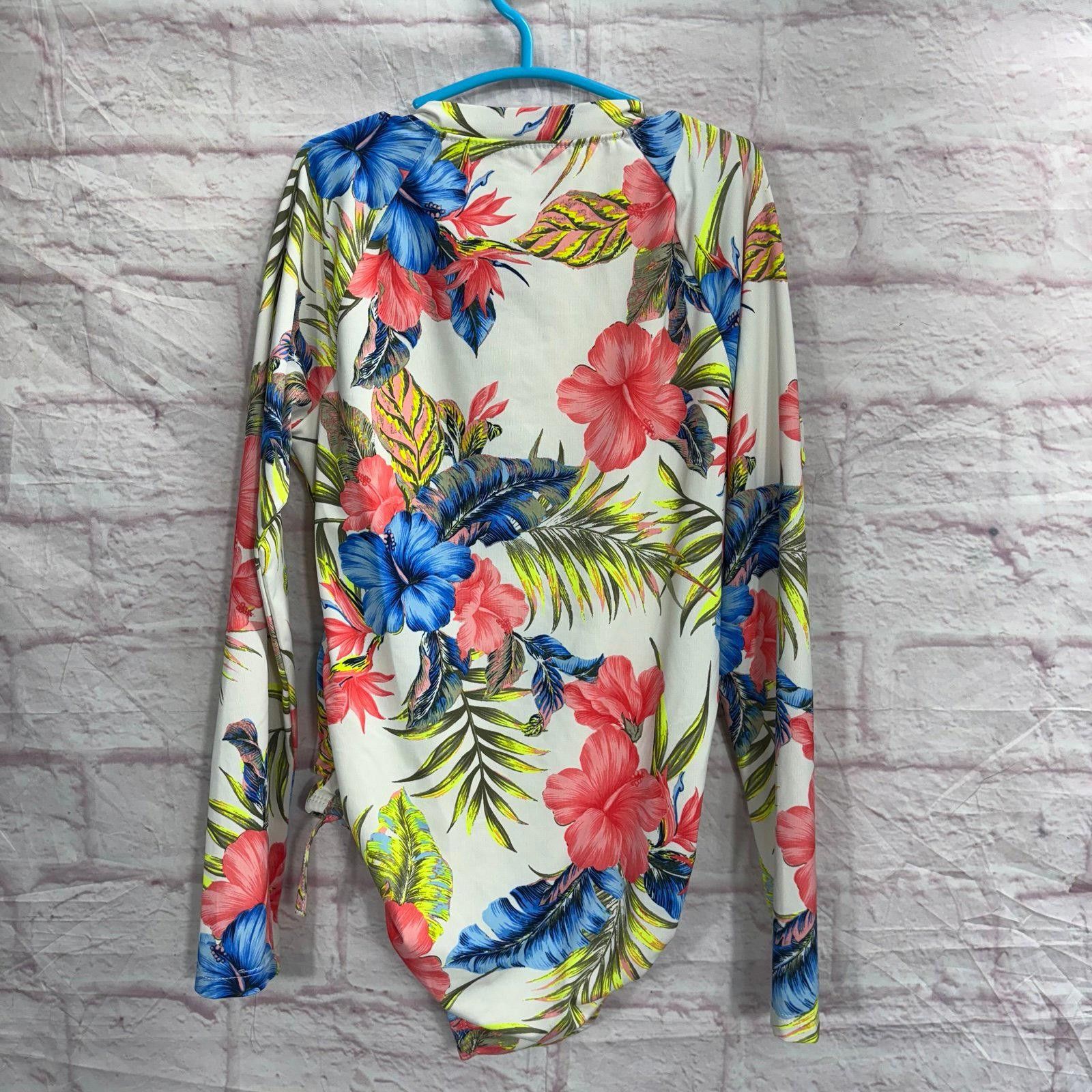 Other Wonder Nation Girls' Floral Long Sleeve Swimsuit Size Medium Size ONE SIZE - 4 Thumbnail