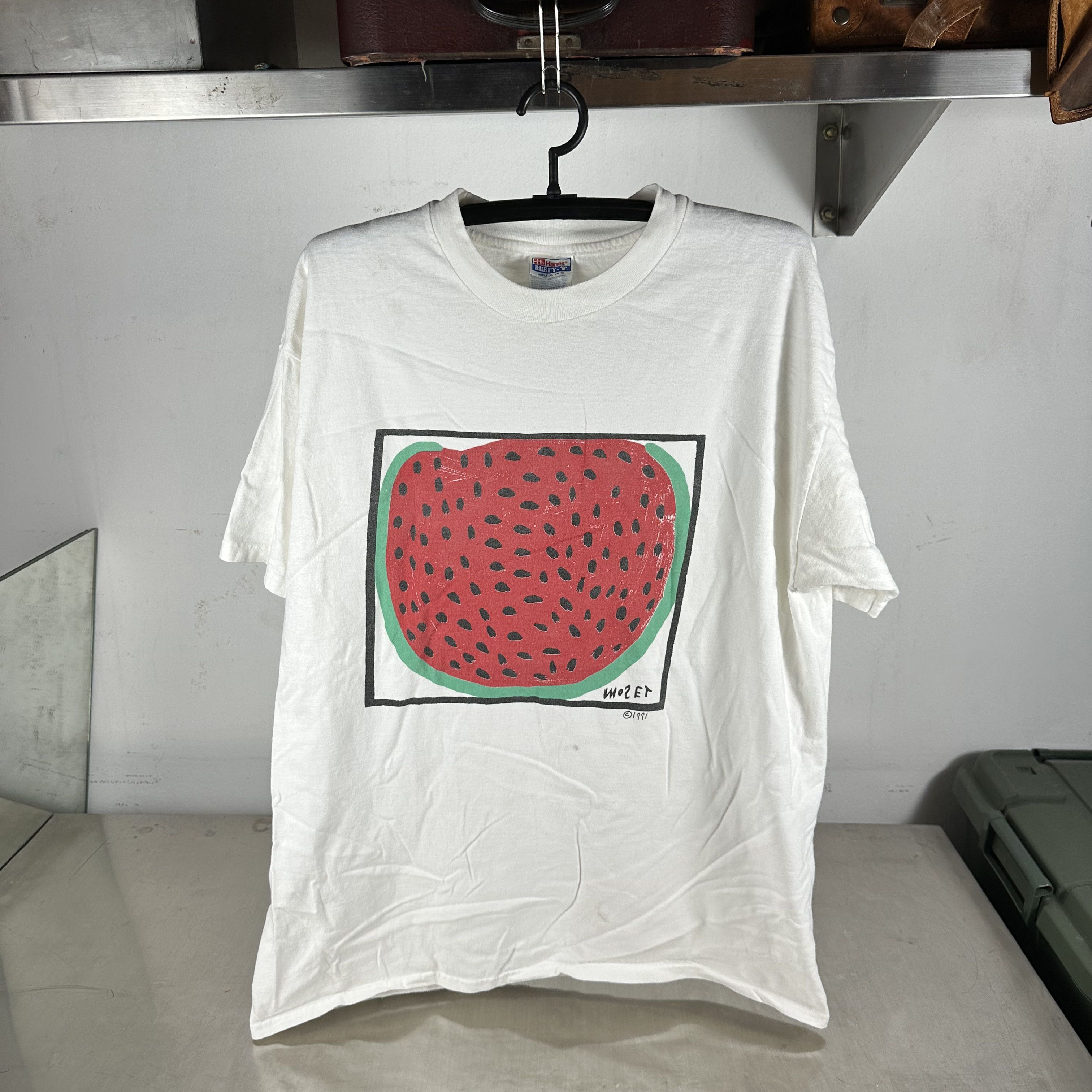Vintage Vintage 1991 Mose Tolliver Watermelon Art Graphic T-Shirt Size US XL / EU 56 / 4 - 1 Thumbnail