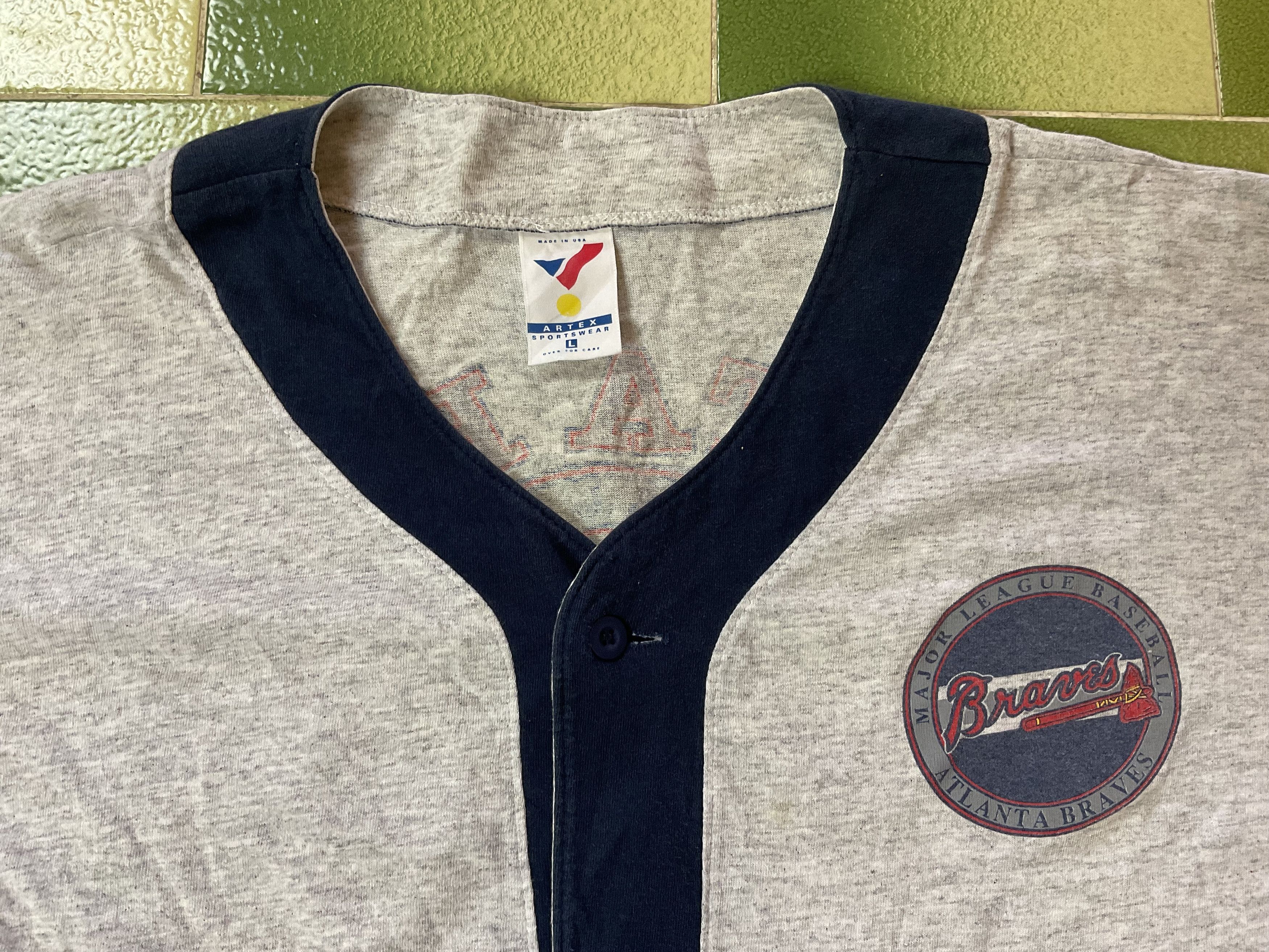 MLB Vintage 90s 1993 MLB Atlanta Braves Baseball Jersey Cotton Size US L / EU 52-54 / 3 - 3 Thumbnail