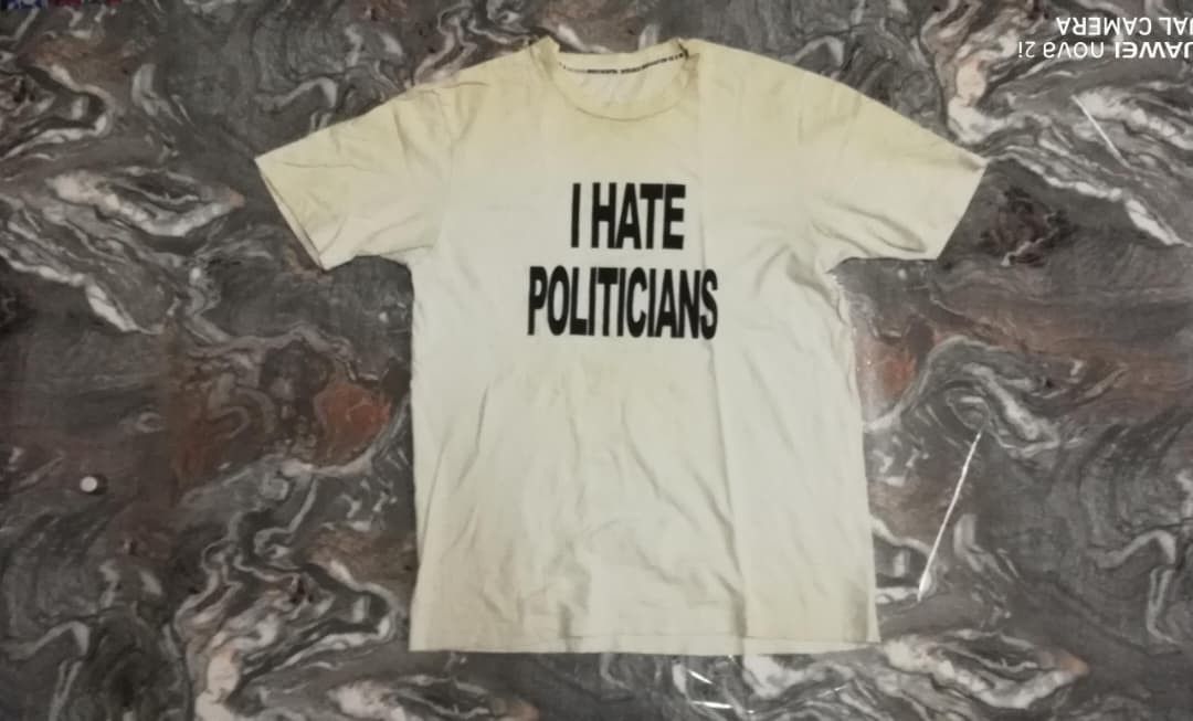 Devilock E29 I HATE POLITICIANS Devil lock Japanese hysteric number Size US L / EU 52-54 / 3 - 4 Thumbnail