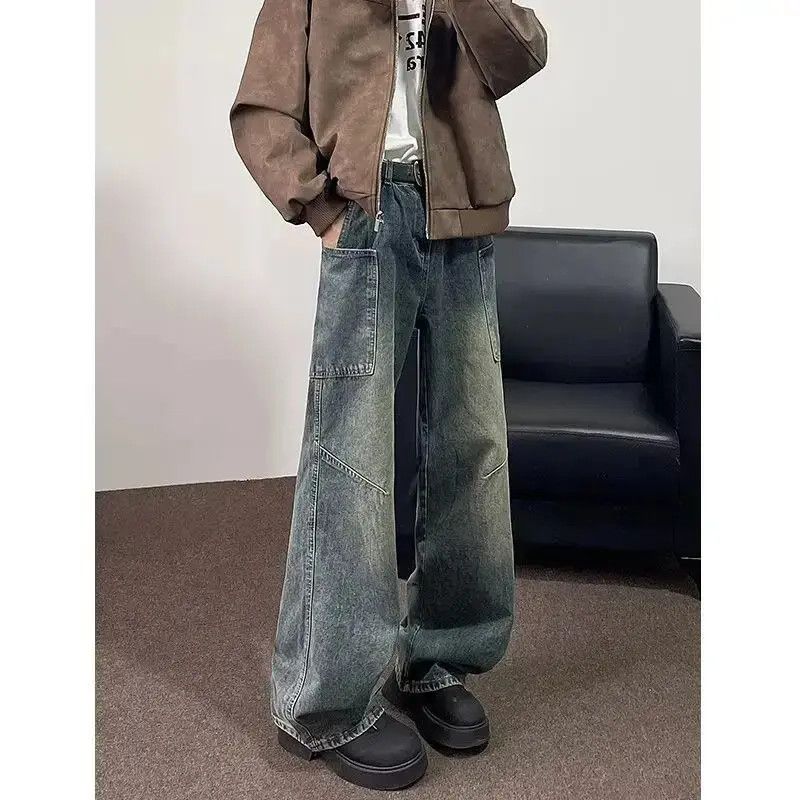 Japanese Brand Retro loose straight leg spliced jeans Size US 32 / EU 48 - 1 Thumbnail