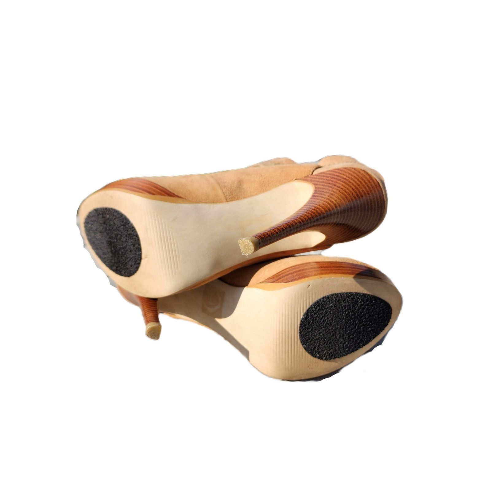 Designer Bakers Debbi Camel Suede Peep Toe Stiletto Heels 9M Size US 9 / IT 39 - 6 Thumbnail
