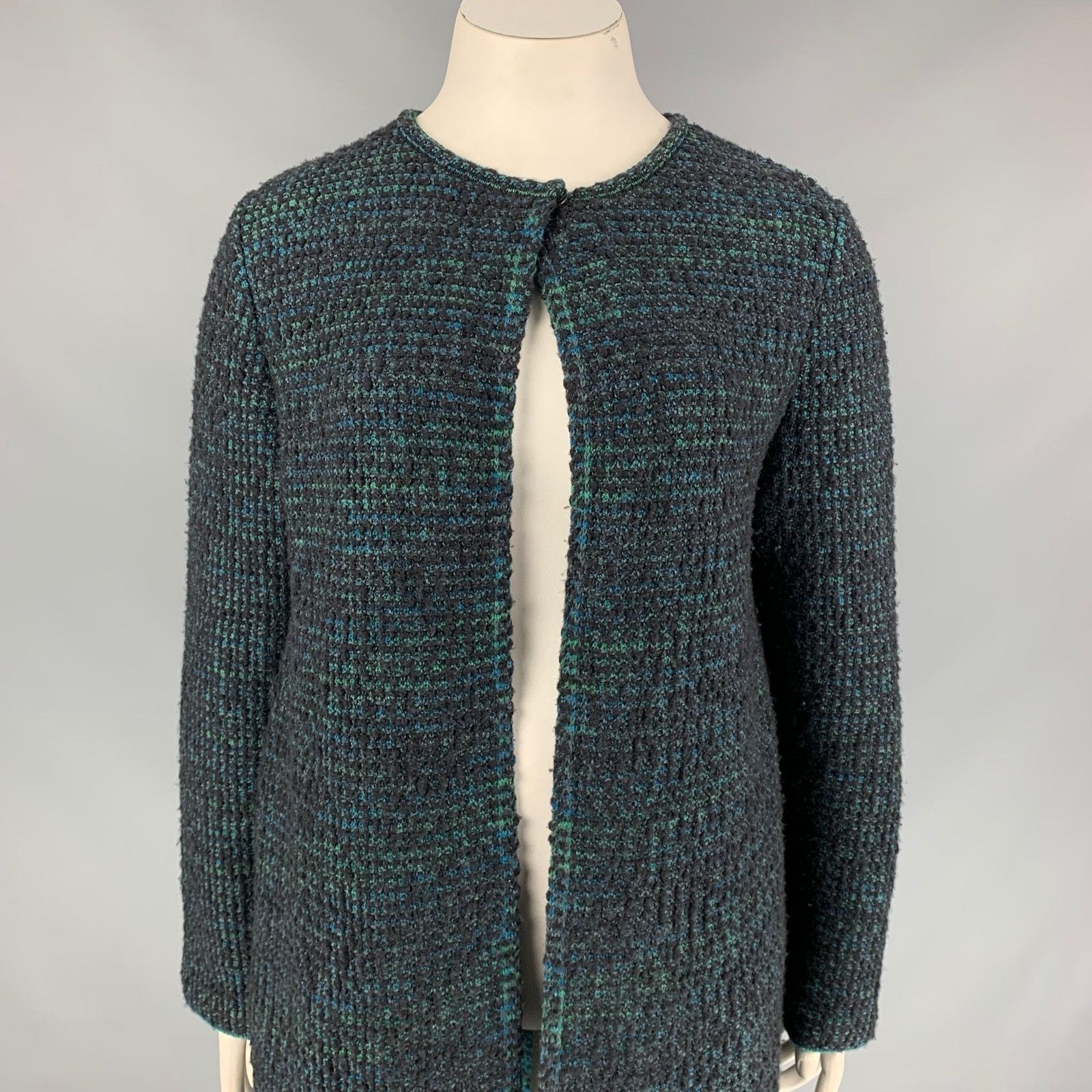 Other M MISSONI Size 10 Charcoal Green Knit Wool Blend Coat Size L / US 10 / IT 46 - 2 Thumbnail