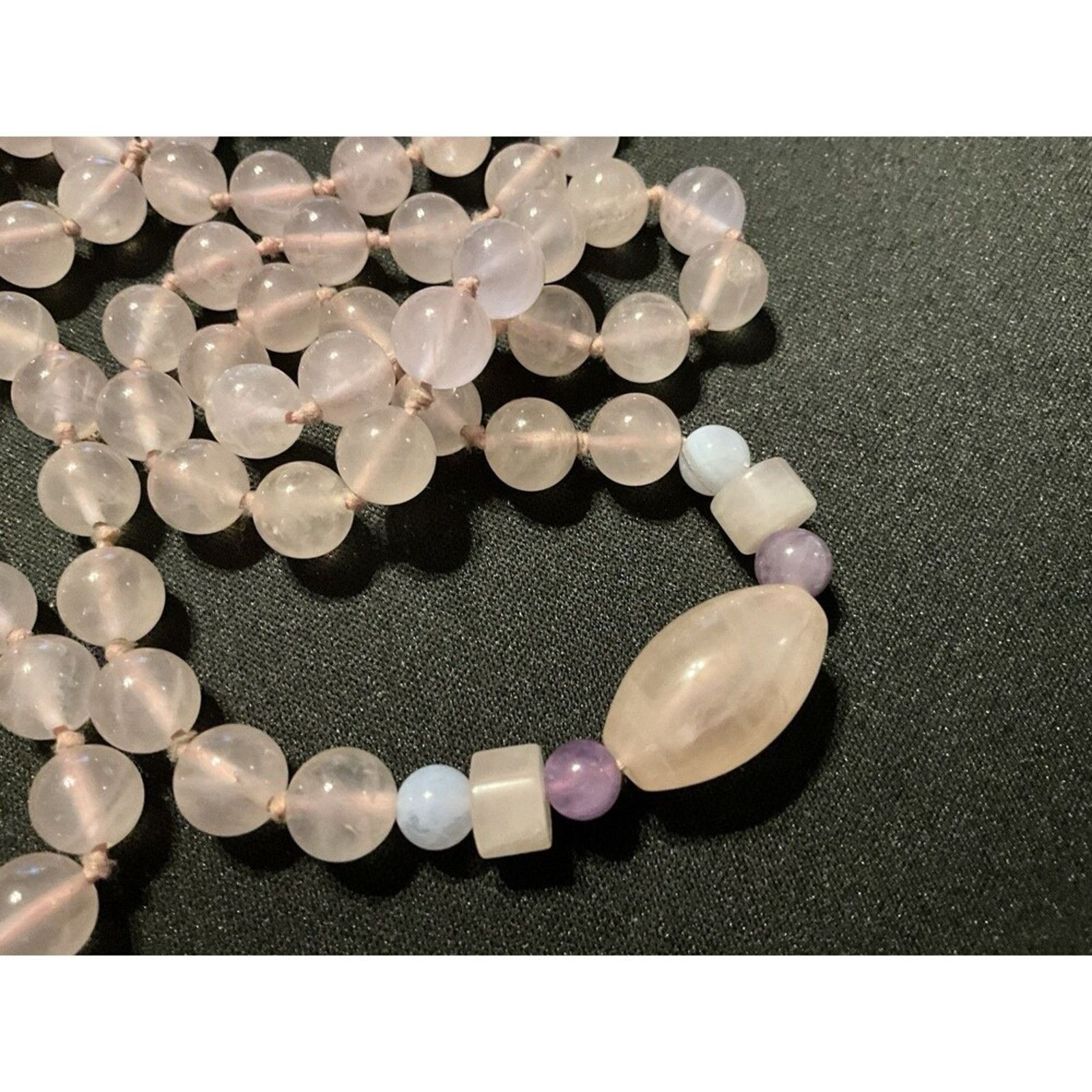 Other Rosequartz Amethyst 32in No Clasp Hand Knotted 32in Necklace Size ONE SIZE - 5 Thumbnail