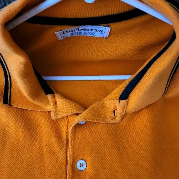 Burberry Vintage (90s?) RARE Colour Orange Large T Burberry Polo Size US L / EU 52-54 / 3 - 1 Thumbnail