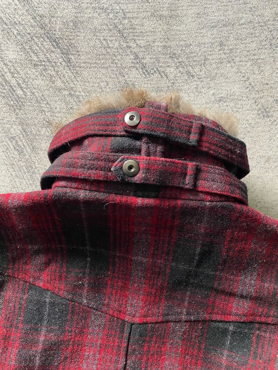 If Six Was Nine Rattle Trap Wool Plaid Rabbit Fur Collar Peacoat Jacket Size US M / EU 48-50 / 2 - 6 Thumbnail