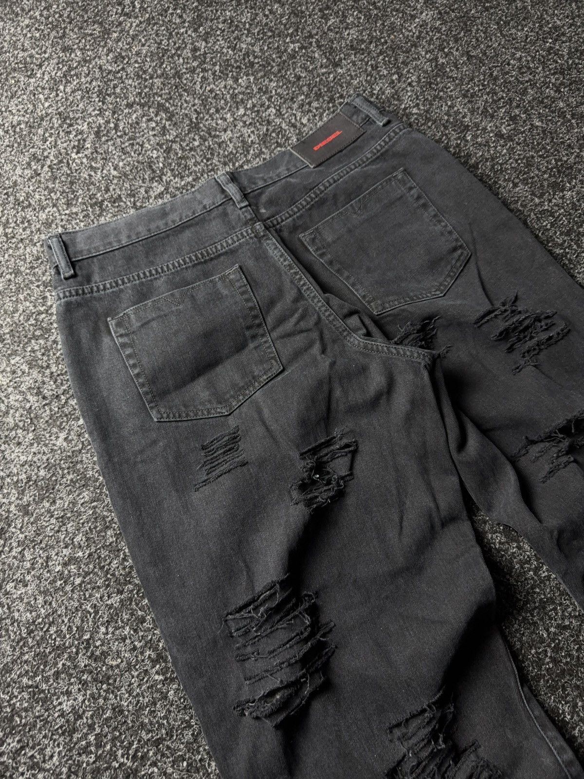 Diesel Luxury Y2K Diesel Niclah Heavy Distressed Washed Black Jeans Size 31" - 17 Thumbnail