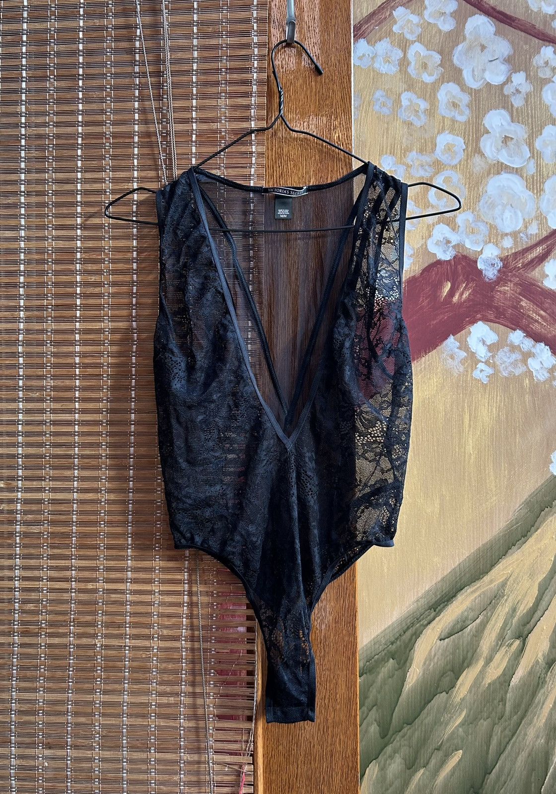 Victoria's Secret × Vintage Victoria’s Secret Deep V-Neck Lace Knit Mesh Bodysuit Size M / US 6-8 / IT 42-44 - 1 Thumbnail