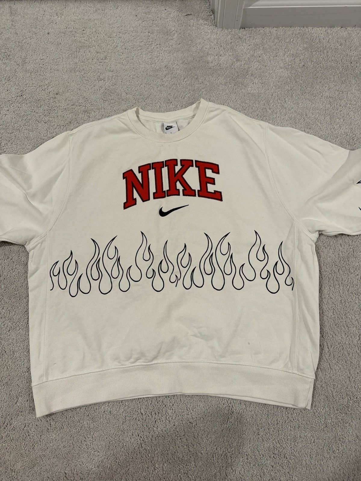 Nike × Vintage Vintage Nike Flame sweater Size US XL / EU 56 / 4 - 2 Thumbnail