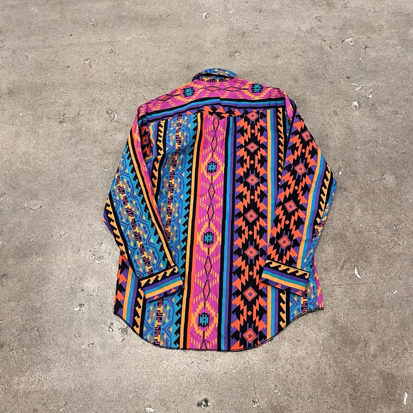 VINTAGE Wrangler Brushpopper Button-Up Shirt Mens Large Multicolor Western 80s 90s