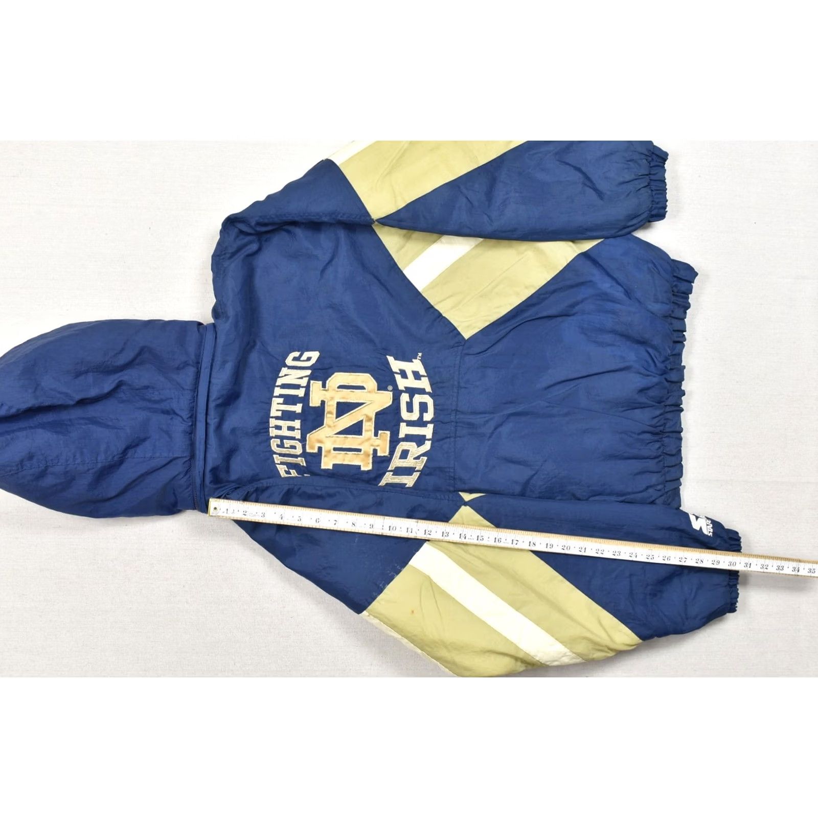 Starter VINTAGE Starter Notre Dame Fighting Irish Puffer Anorak Jacket Blue Gold Men's L Jacket Size US L / EU 52-54 / 3 - 3 Thumbnail