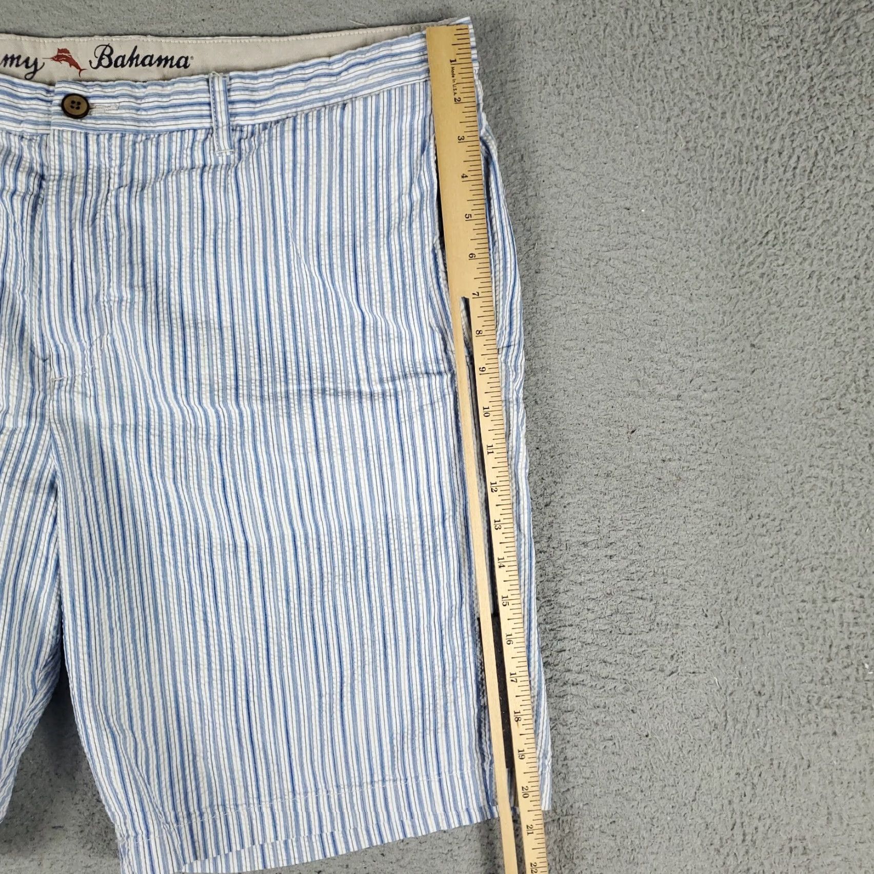 Tommy Bahama VINTAGE Tommy Bahama Shorts Men Size 42 Blue Striped Seersucker Flat Front Chino Size US 42 / EU 58 - 5 Thumbnail