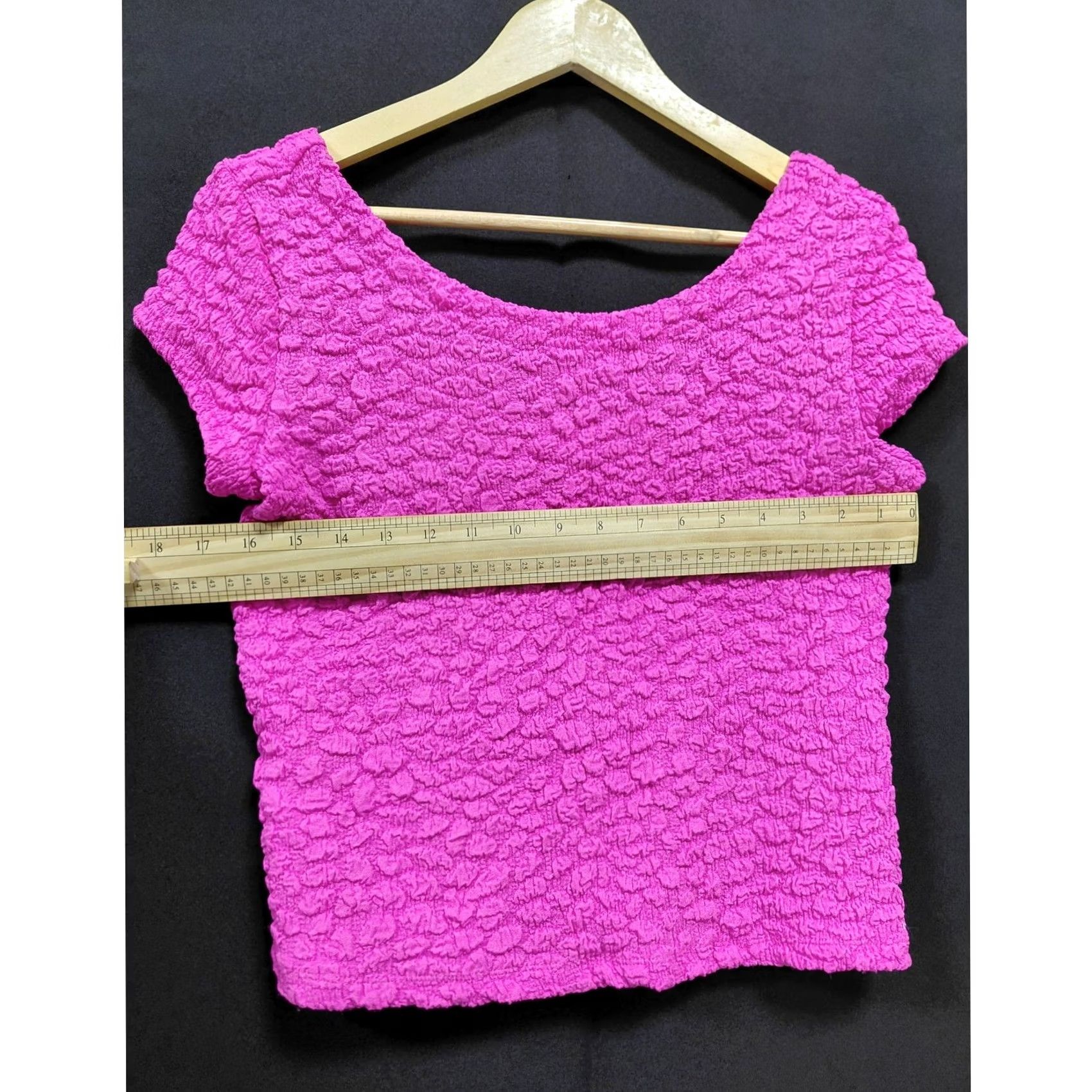 Anthropologie Maeve by Anthropologie Pink Textured Top Solid Short Sleeve Women Size XS Size XS / US 0-2 / IT 36-38 - 4 Thumbnail