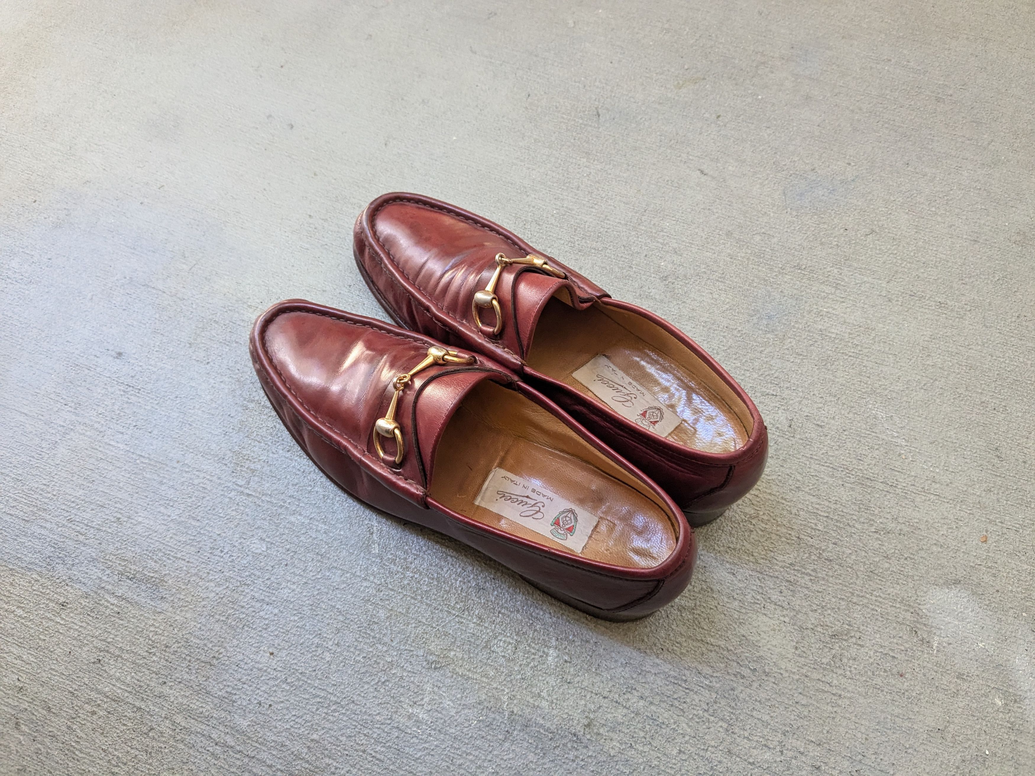 Vintage Gucci Horsebit Loafers Red 9 Red Snaffle Bit Gold