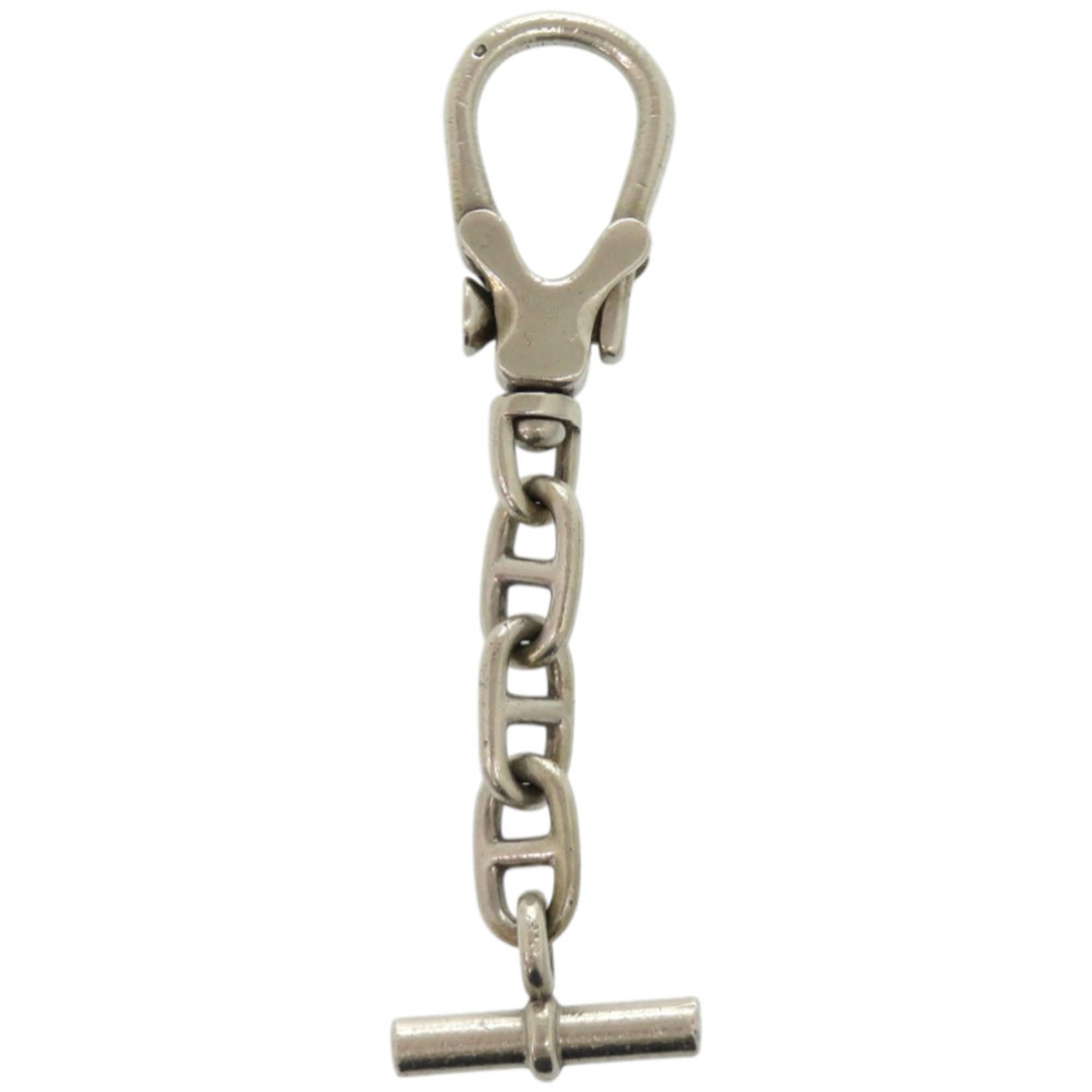 Hermès 1960s Vintage Chaine d'Ancre Keychain Silver 800 Crab Engraved 0407HERMES
