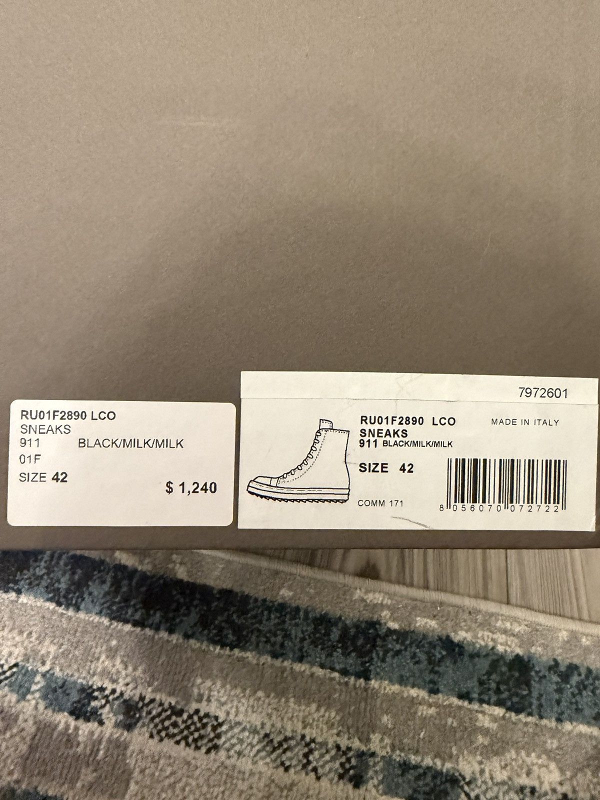 Rick Owens Rick Owen’s Mainline Leather Ramones black/milk size 42 Size US 9 / EU 42 - 14 Thumbnail