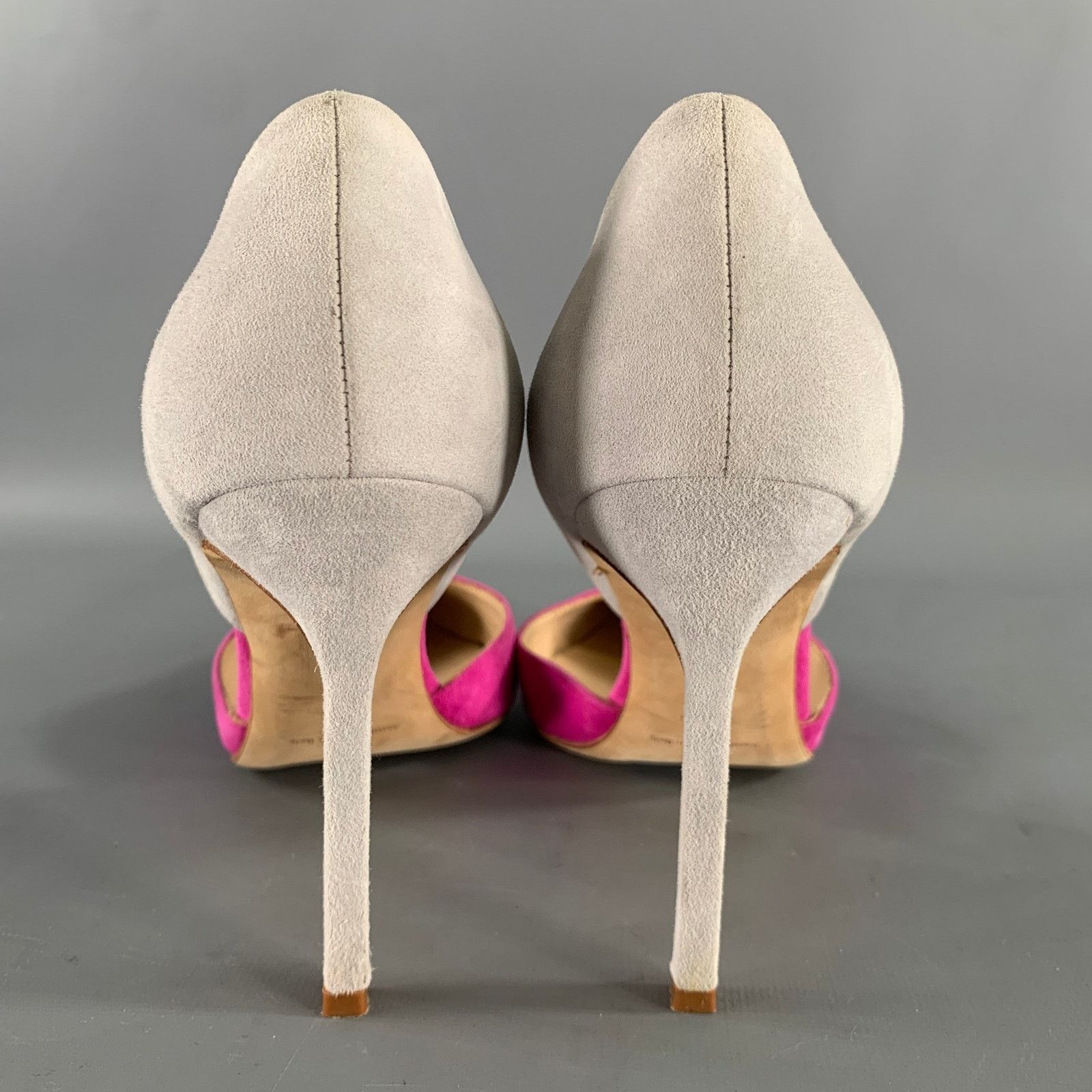 Manolo Blahnik MANOLO BLAHNIK 9.5 Pink Grey Suede Pointed Toe Pumps Size US 9.5 / IT 39.5 - 3 Thumbnail