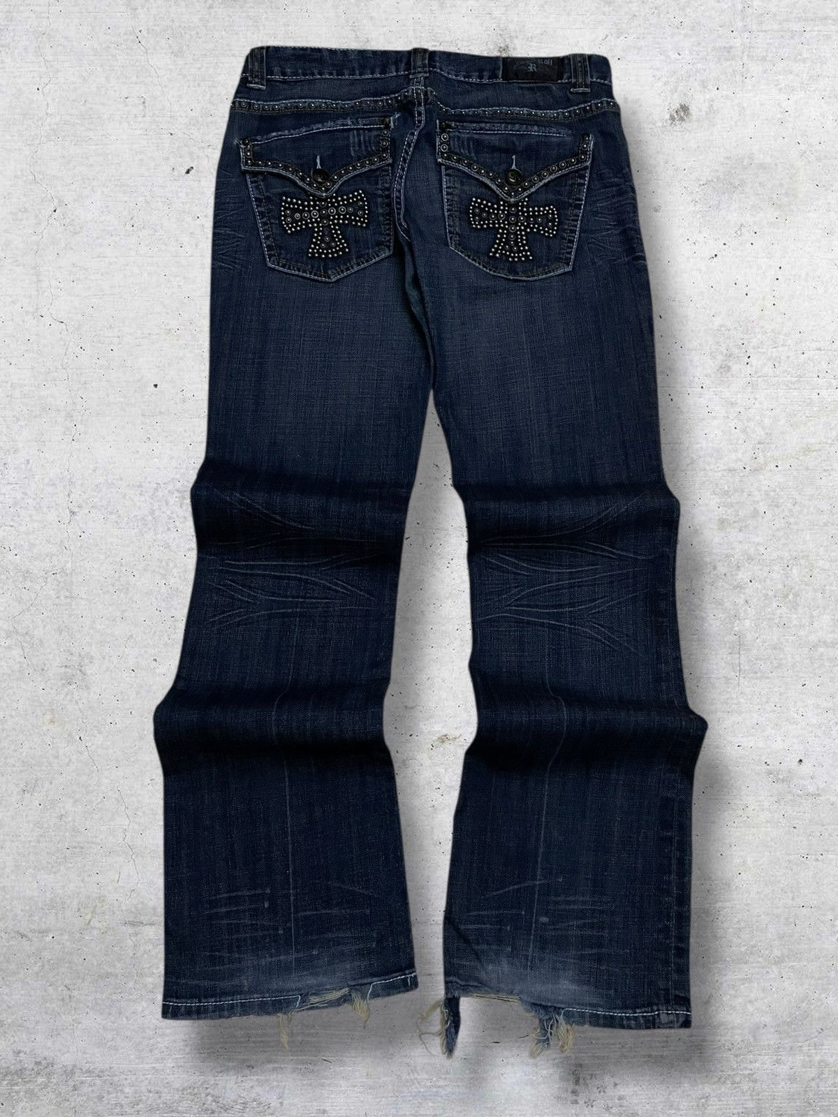 Japanese Brand VINTAGE ROCK&ROLL AFFLICTION CROSS FLARED OG DESIGNER DENIM Size US 32 / EU 48 - 1 Thumbnail