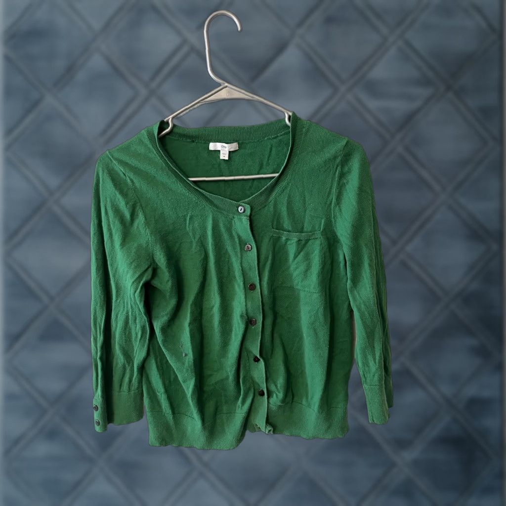 Gap GAP Cardigan Size M Button Lightweight Cotton Crew 3/4 Sleeve Green Sweater Size M / US 6-8 / IT 42-44 - 1 Thumbnail